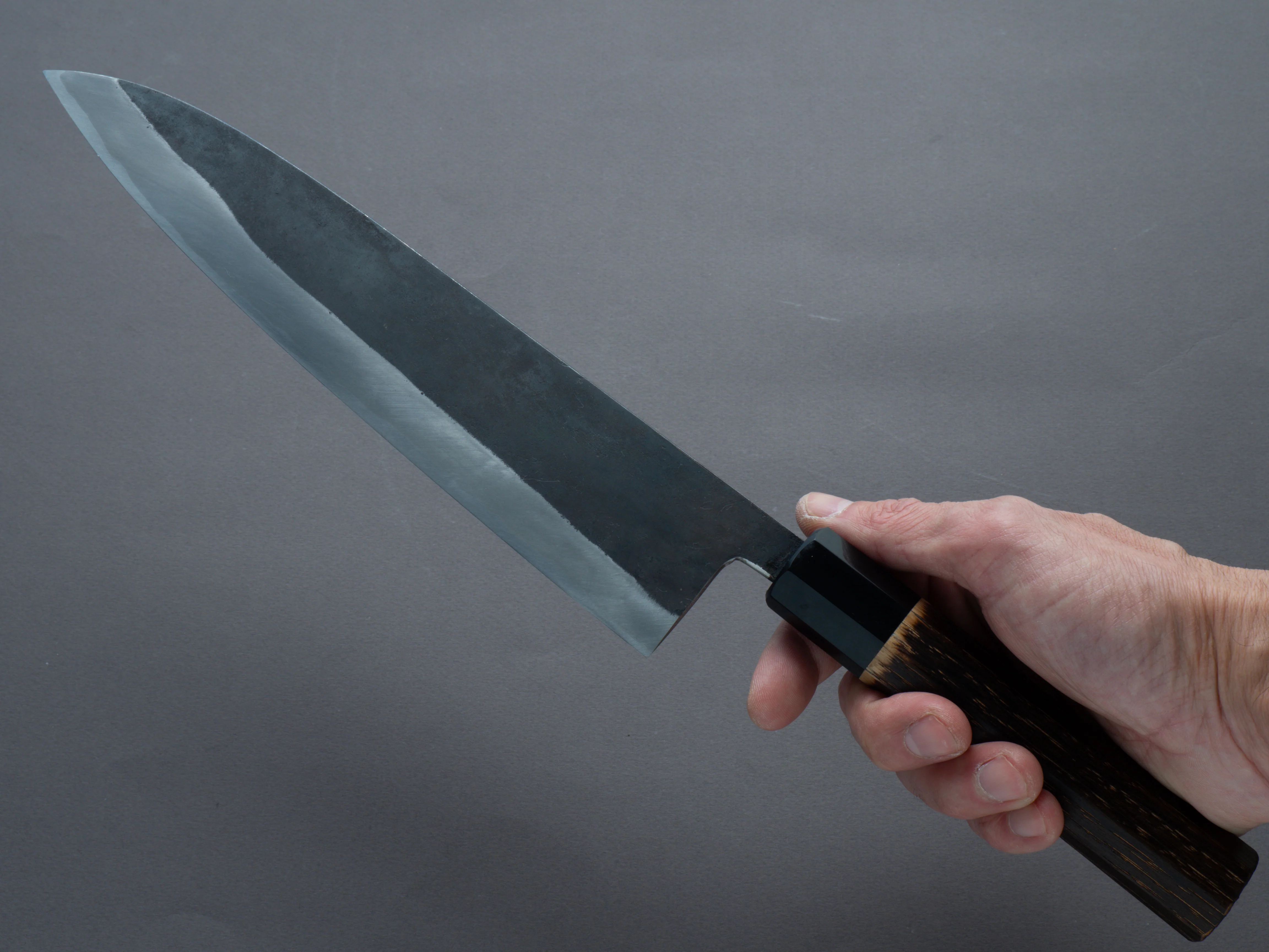 Nakaya Heiji - Semi Stainless - Kurouchi - 240mm Gyuto - Chestnut Handle - Image 6