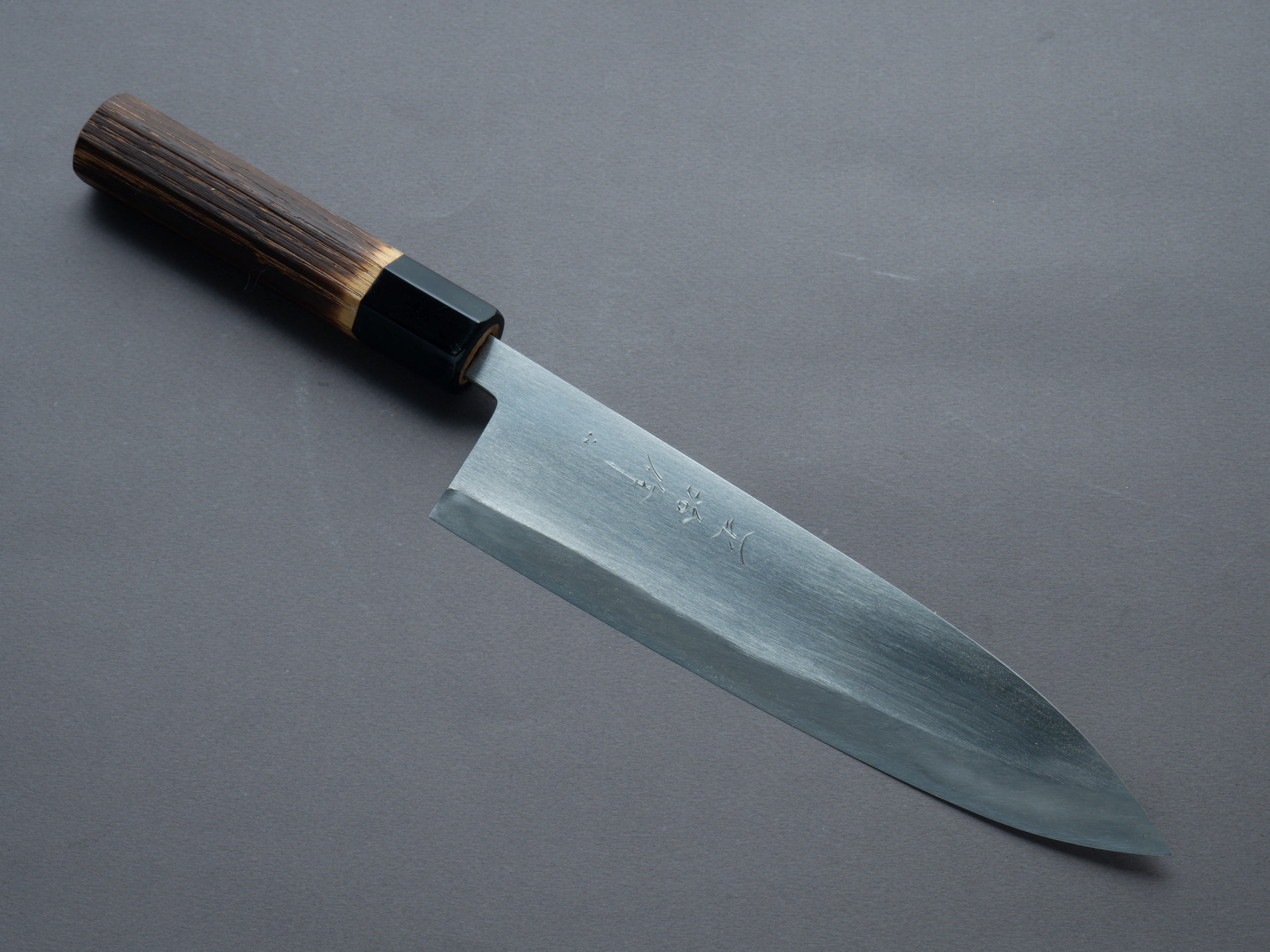 Nakaya Heiji - Semi-Stainless - Migaki - 210mm Gyuto - Burnt Chestnut Handle