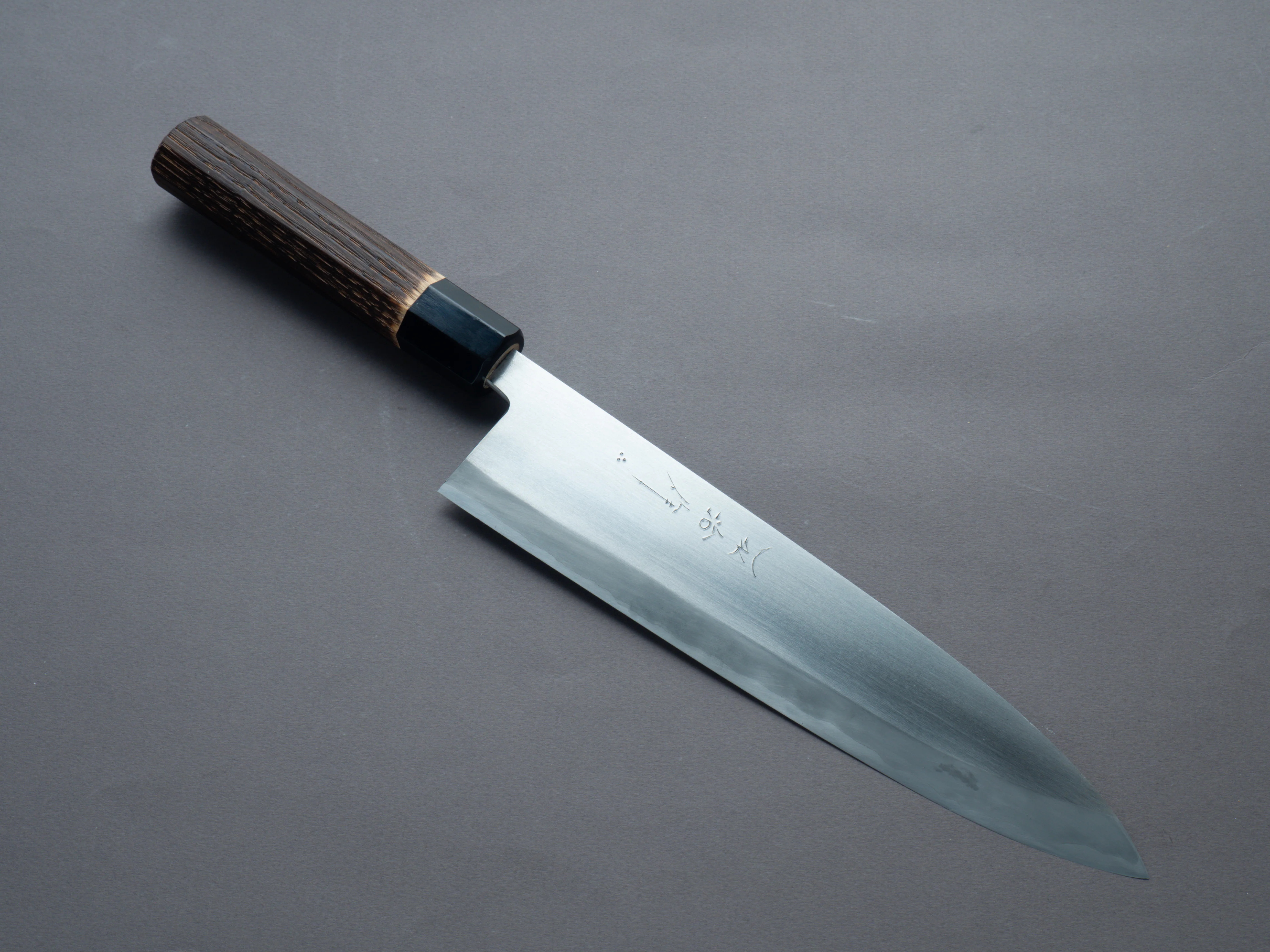 Nakaya Heiji - Semi-Stainless - Migaki - 240mm Gyuto - Burnt Chestnut Handle