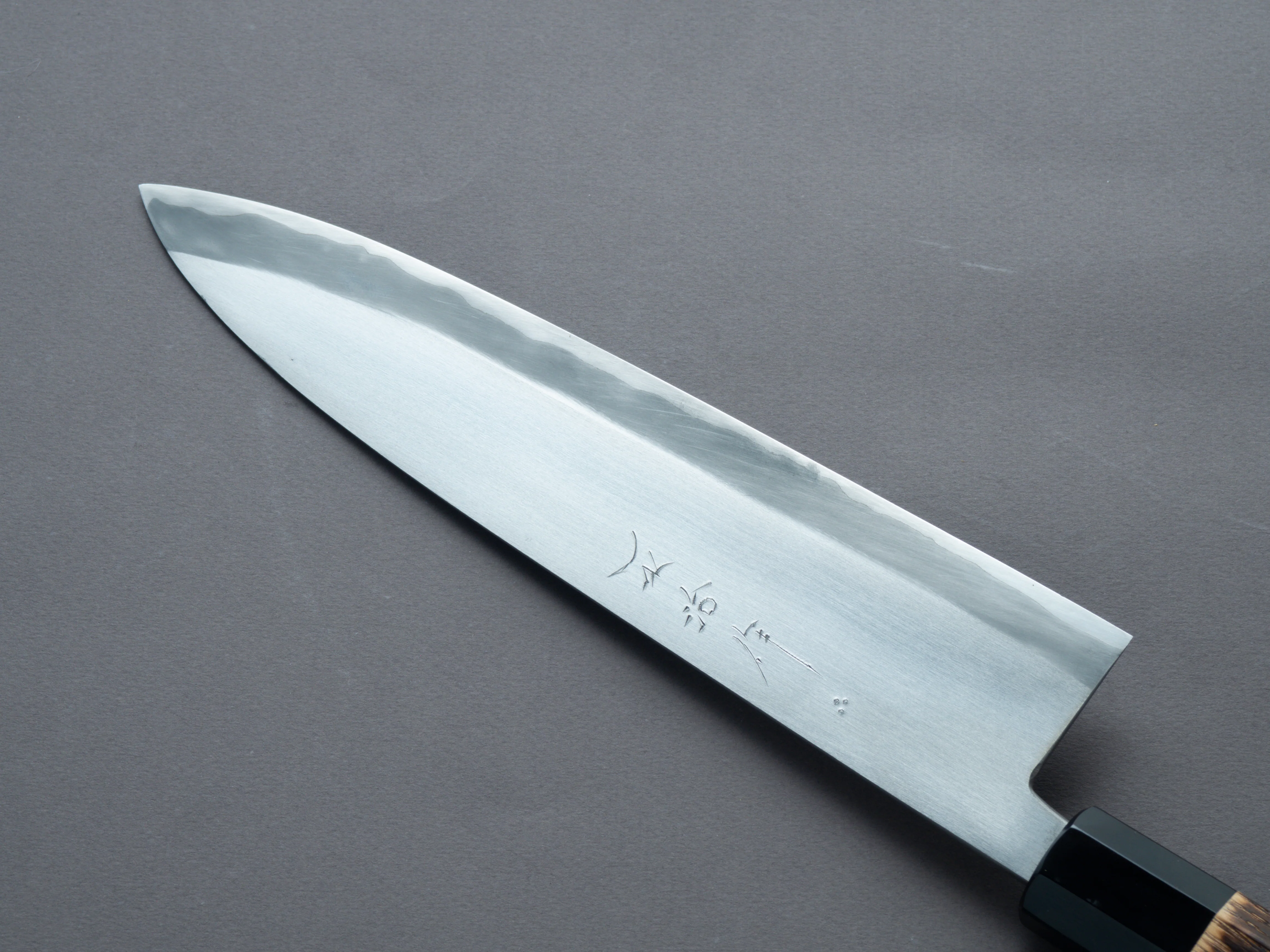 Nakaya Heiji - Semi-Stainless - Migaki - 240mm Gyuto - Burnt Chestnut Handle - Image 4