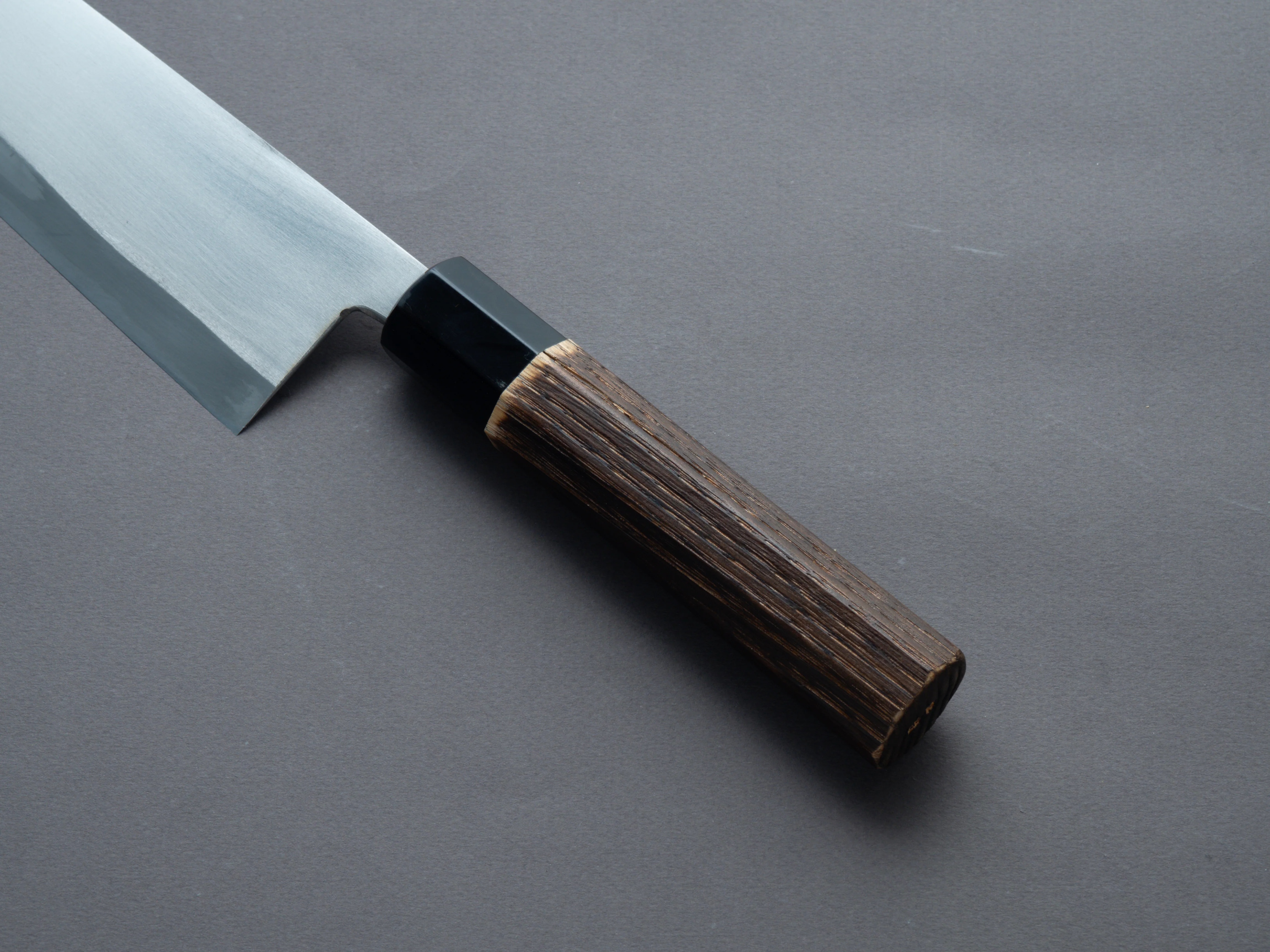 Nakaya Heiji - Semi-Stainless - Migaki - 240mm Gyuto - Burnt Chestnut Handle - Image 5