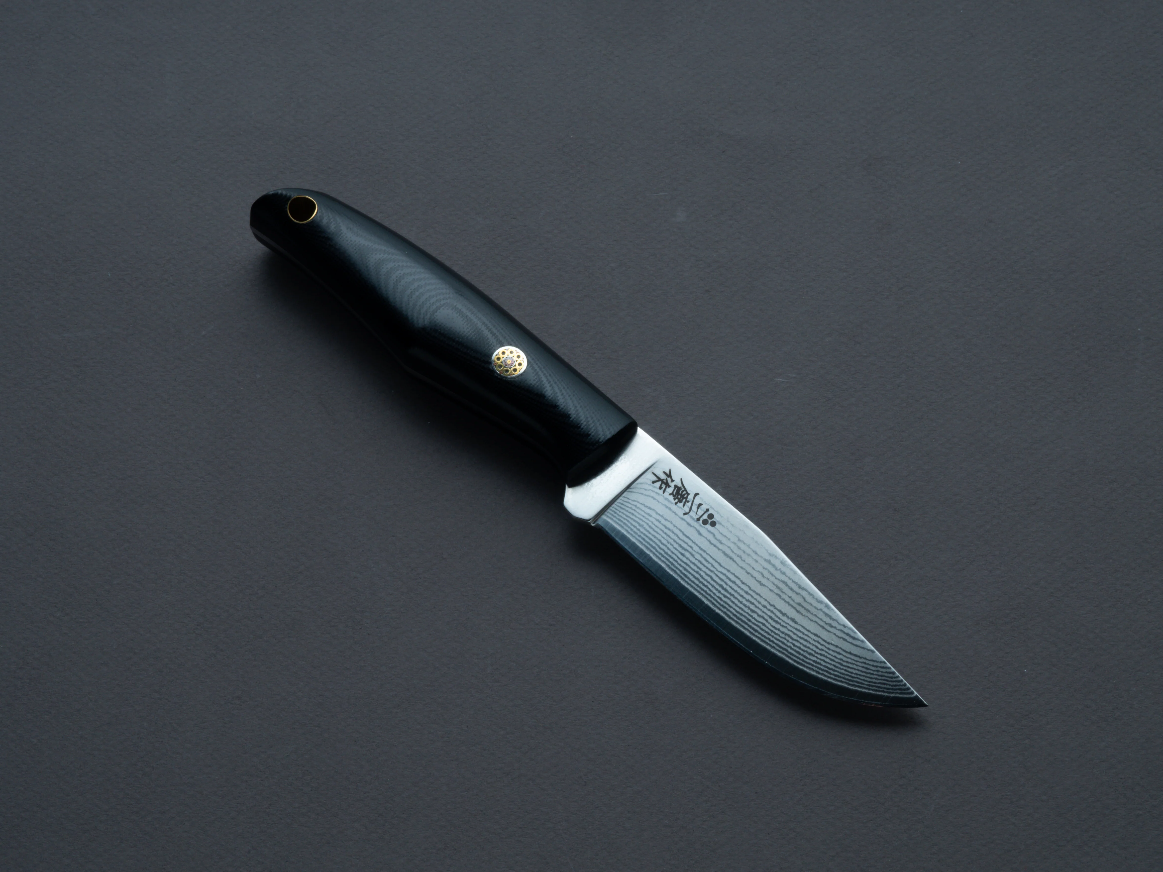 Nigara Hamono - Fixed Blade - Outdoor - VG XEOS - Damascus - 85mm - Micarta Handle - Leather Sheath