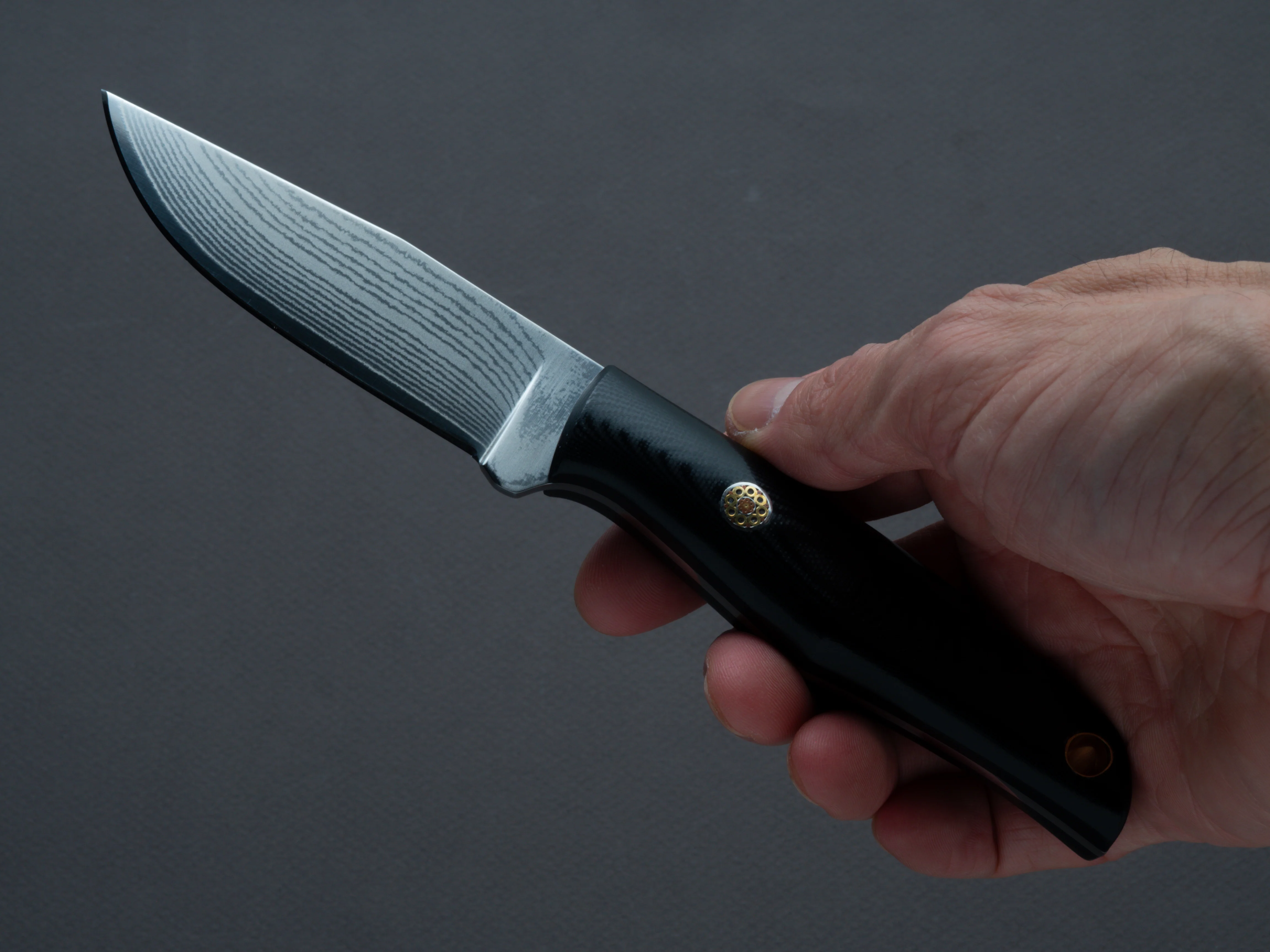 Nigara Hamono - Fixed Blade - Outdoor - VG XEOS - Damascus - 85mm - Micarta Handle - Leather Sheath - Image 3