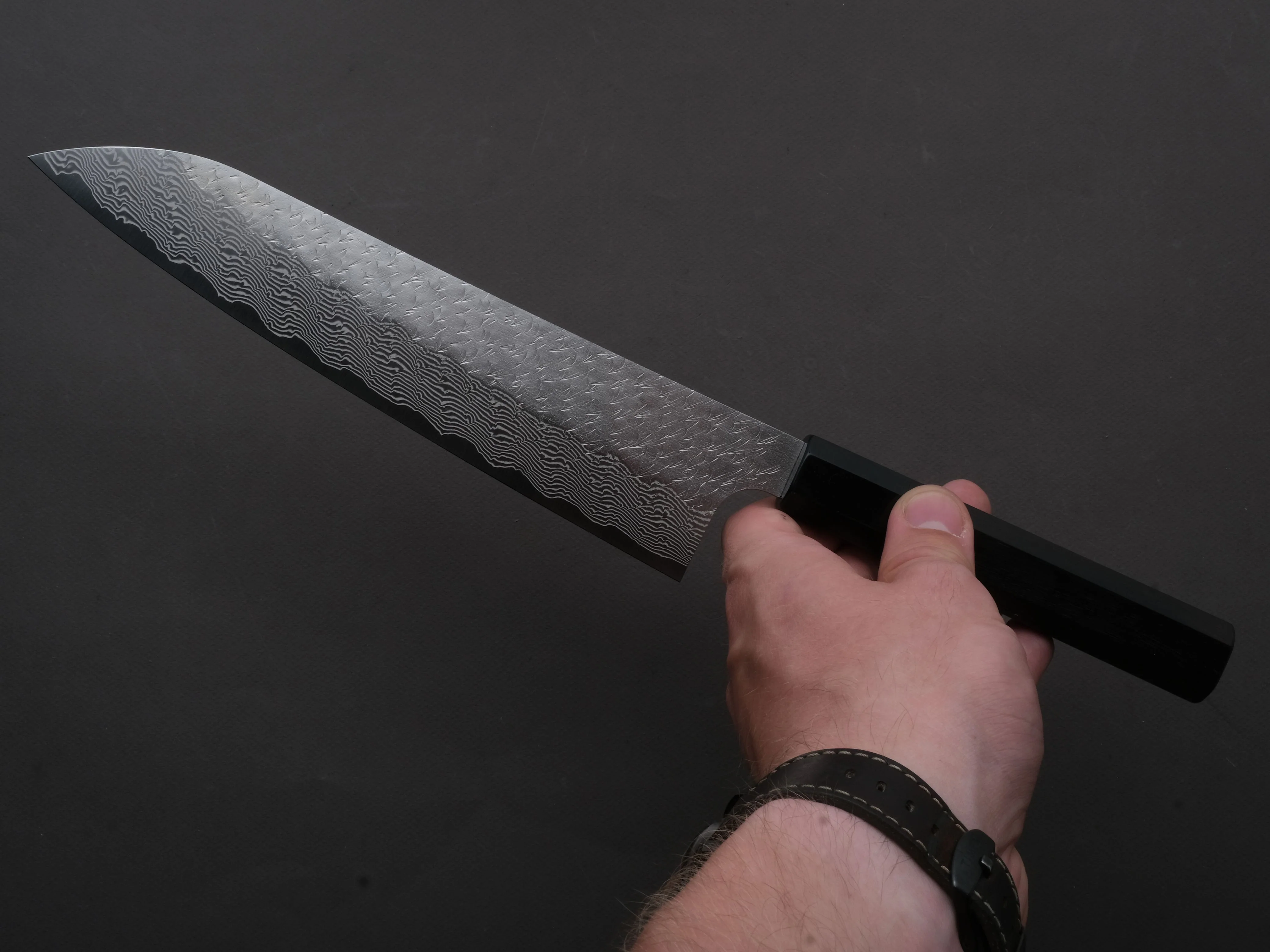 Nigara Hamono - SPG STRIX - Tsuchime Damascus - Gyuto - 240mm - Ebony Handle - Image 3