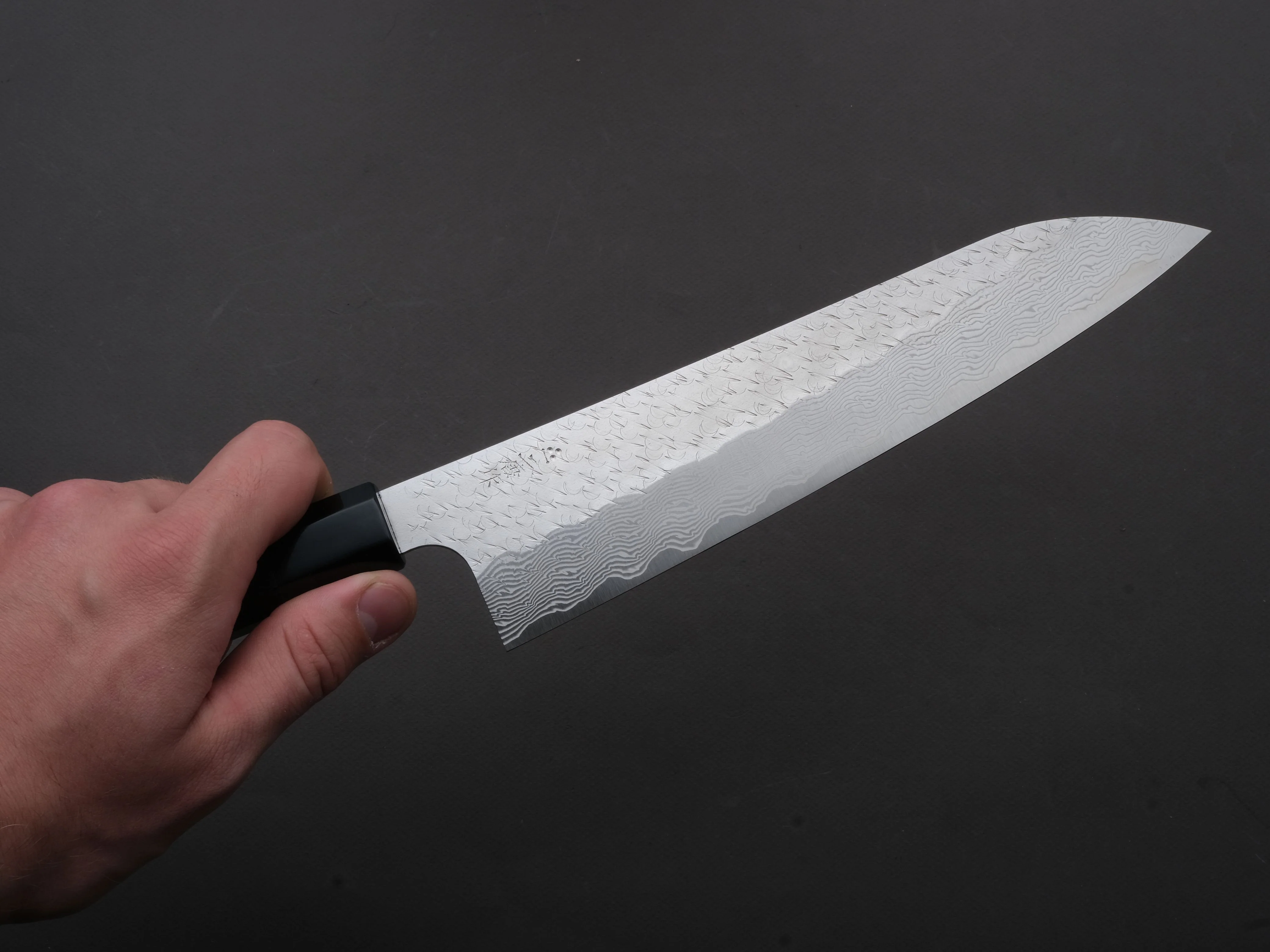 Nigara Hamono - SPG STRIX - Tsuchime Damascus - Gyuto - 240mm - Ebony Handle - Image 4