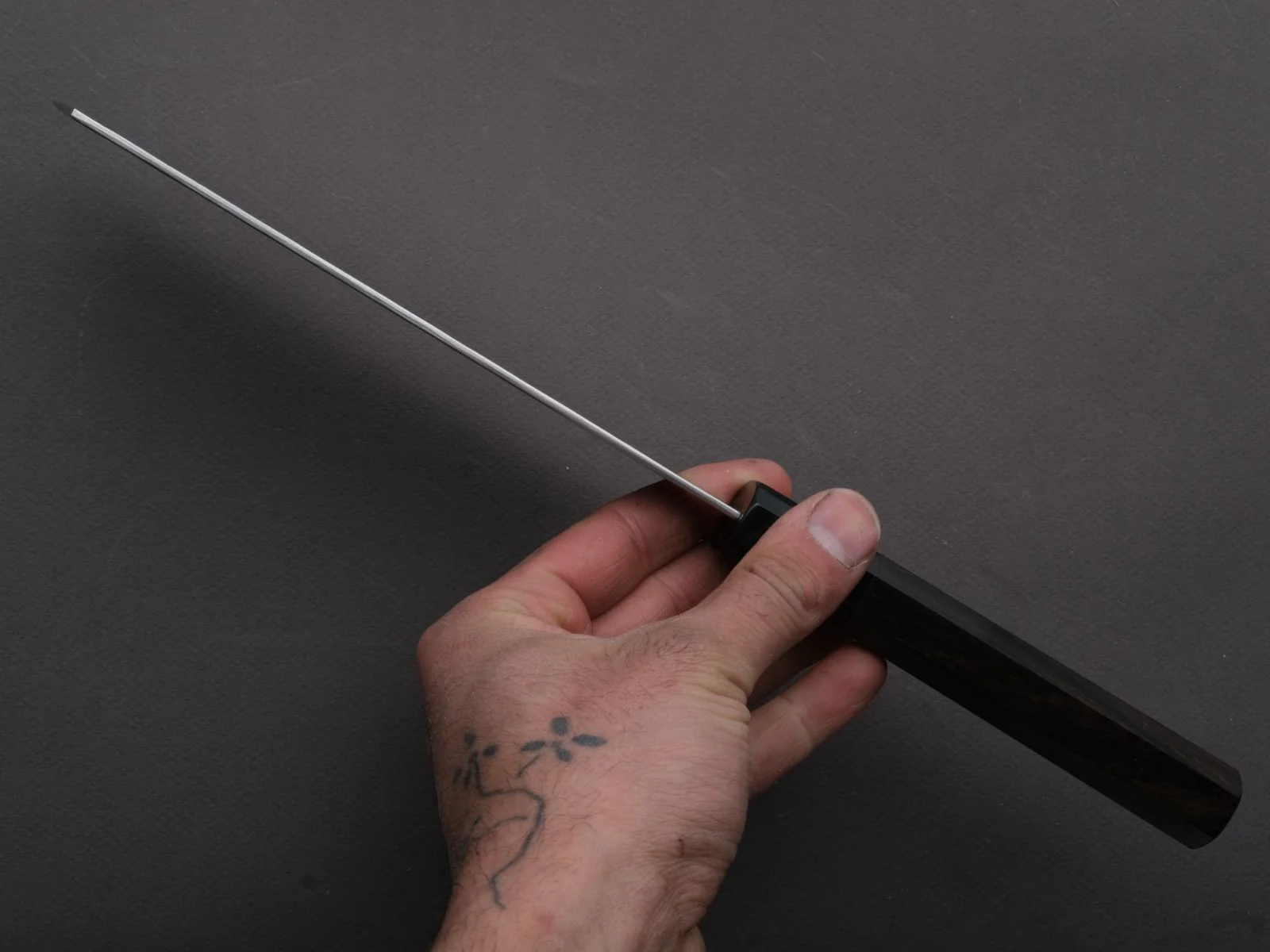 Nigara Hamono - SPG STRIX - Tsuchime Damascus - Nakiri - 180mm - Ebony Handle - Image 6
