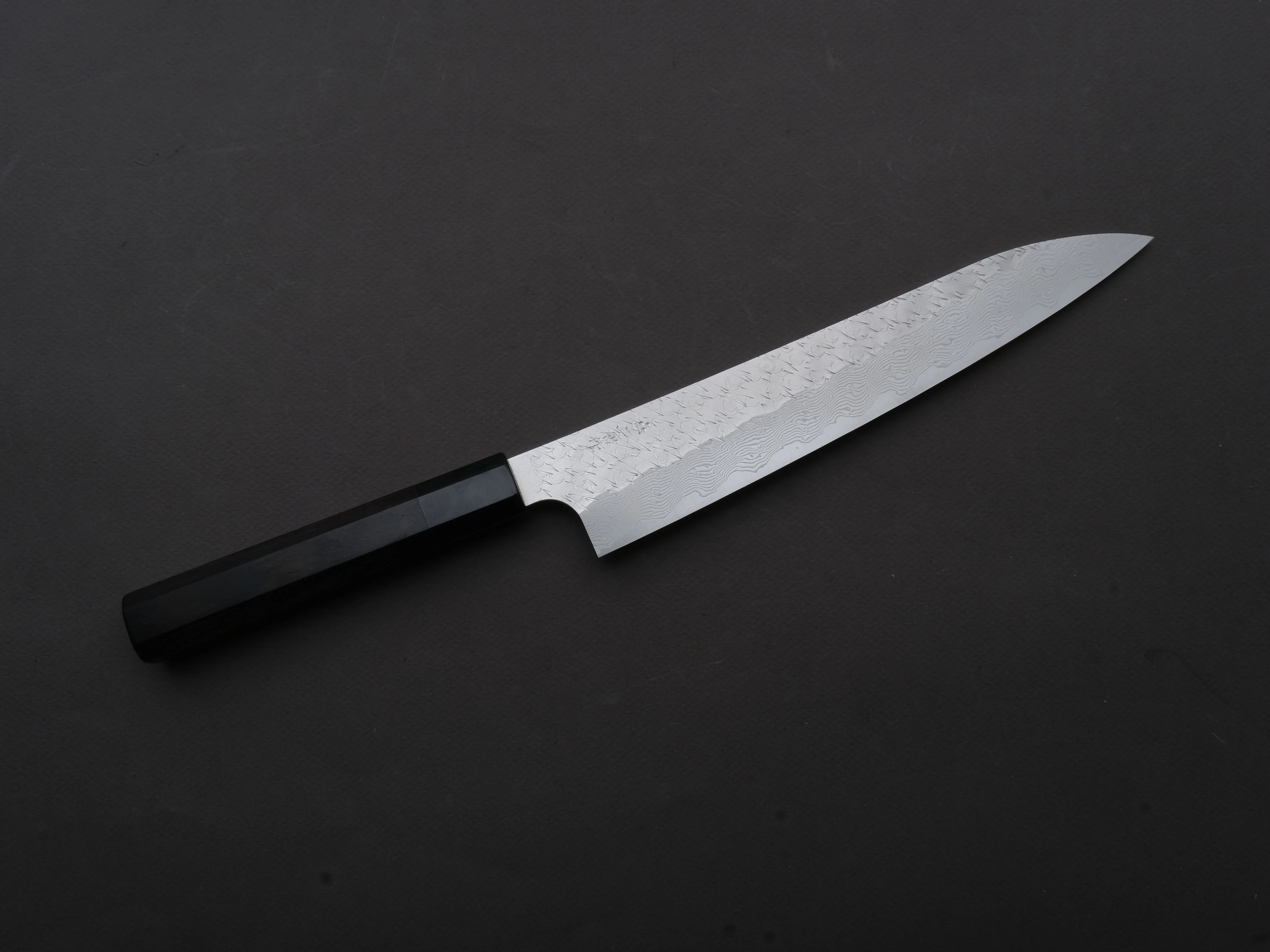 Nigara Hamono - SPG STRIX - Tsuchime Damascus - Sujihiki - 240mm - Ebony Handle - Image 2