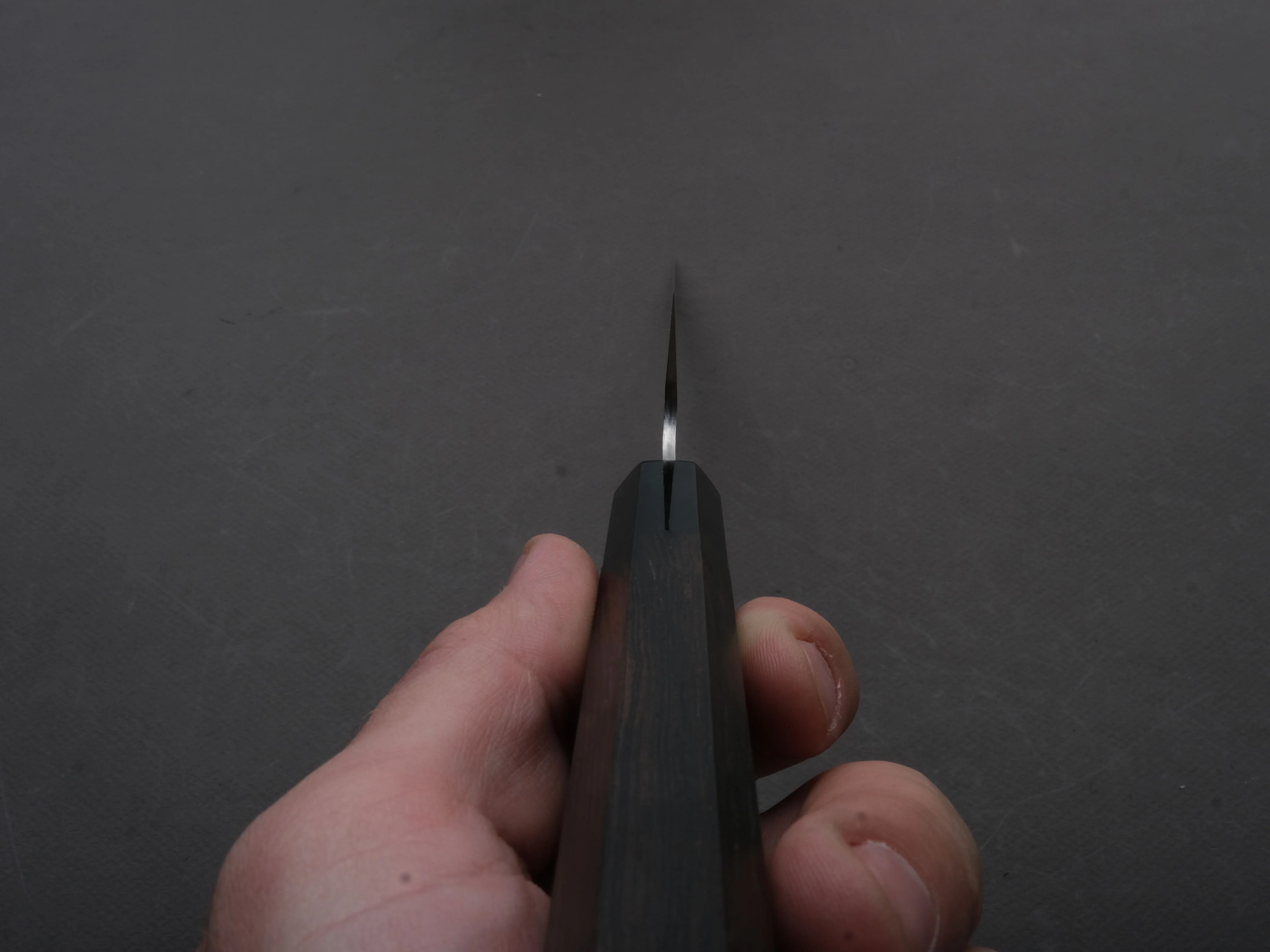 Nigara Hamono - SPG STRIX - Tsuchime Damascus - Sujihiki - 240mm - Ebony Handle - Image 5