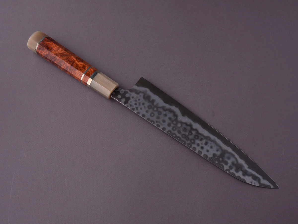 Nigara Hamono - Blue #2 Damascus - 240mm Gyuto - Karin Wood w/ Double Horn & Triple Spacer Handle - Image 3