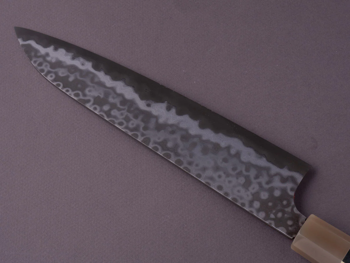 Nigara Hamono - Blue #2 Damascus - 240mm Gyuto - Karin Wood w/ Double Horn & Triple Spacer Handle - Image 4