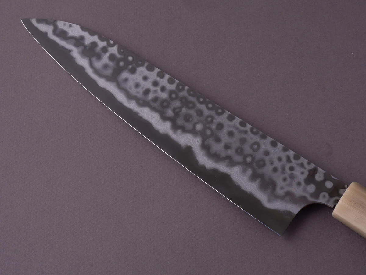 Nigara Hamono - Blue #2 Damascus - 240mm Gyuto - Karin Wood w/ Double Horn & Triple Spacer Handle - Image 5