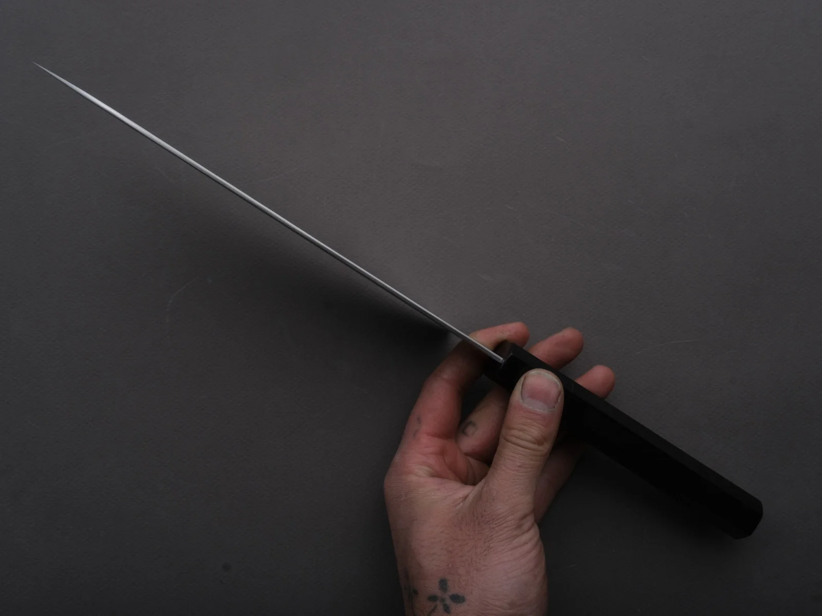Nigara Hamono - VG XEOS - Tsuchime Damascus - Gyuto - 225mm - Ebony Handle - Image 3