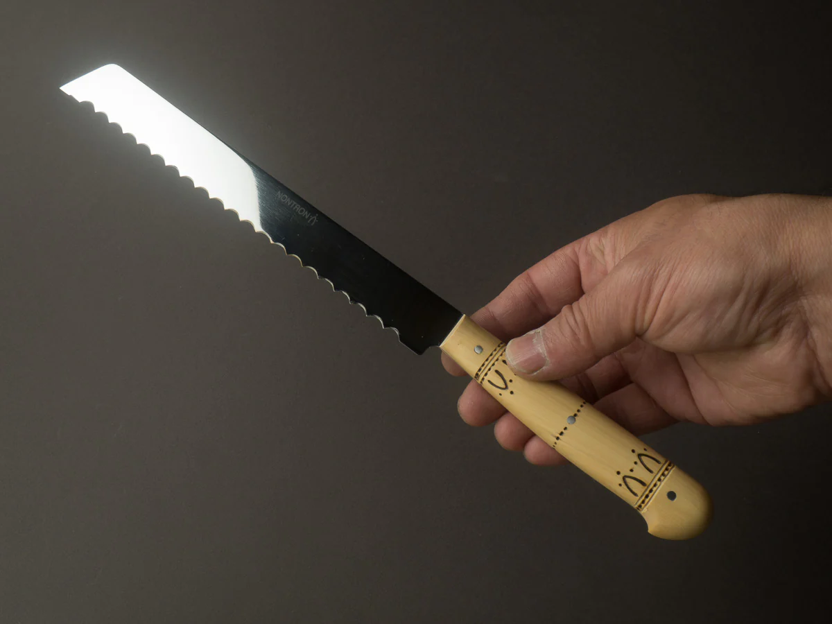 Nontron - Stainless - 7.5" Bread Knife - Boxwood Handle - Mirror Polished - Image 3