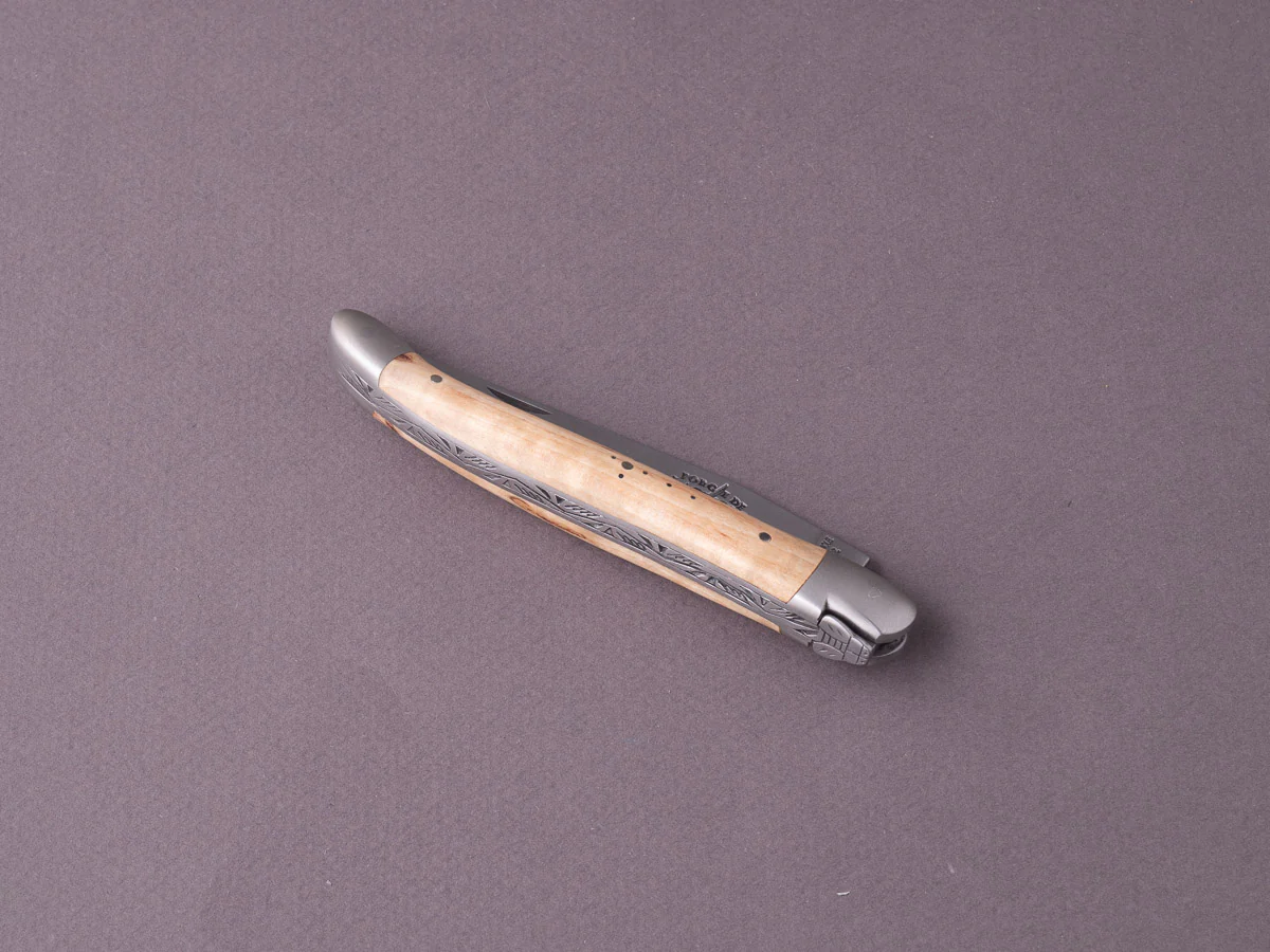 Forge de Laguiole - 110mm Folding Knife - Spring Lock - Norwegian Curly Birch & Stainless Bolsters - Image 2