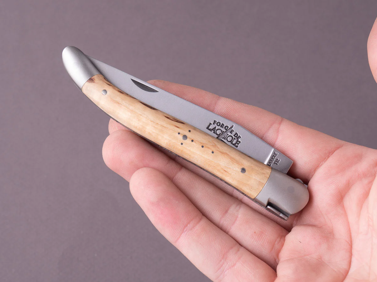 Forge de Laguiole - 110mm Folding Knife - Spring Lock - Norwegian Curly Birch & Stainless Bolsters - Image 8