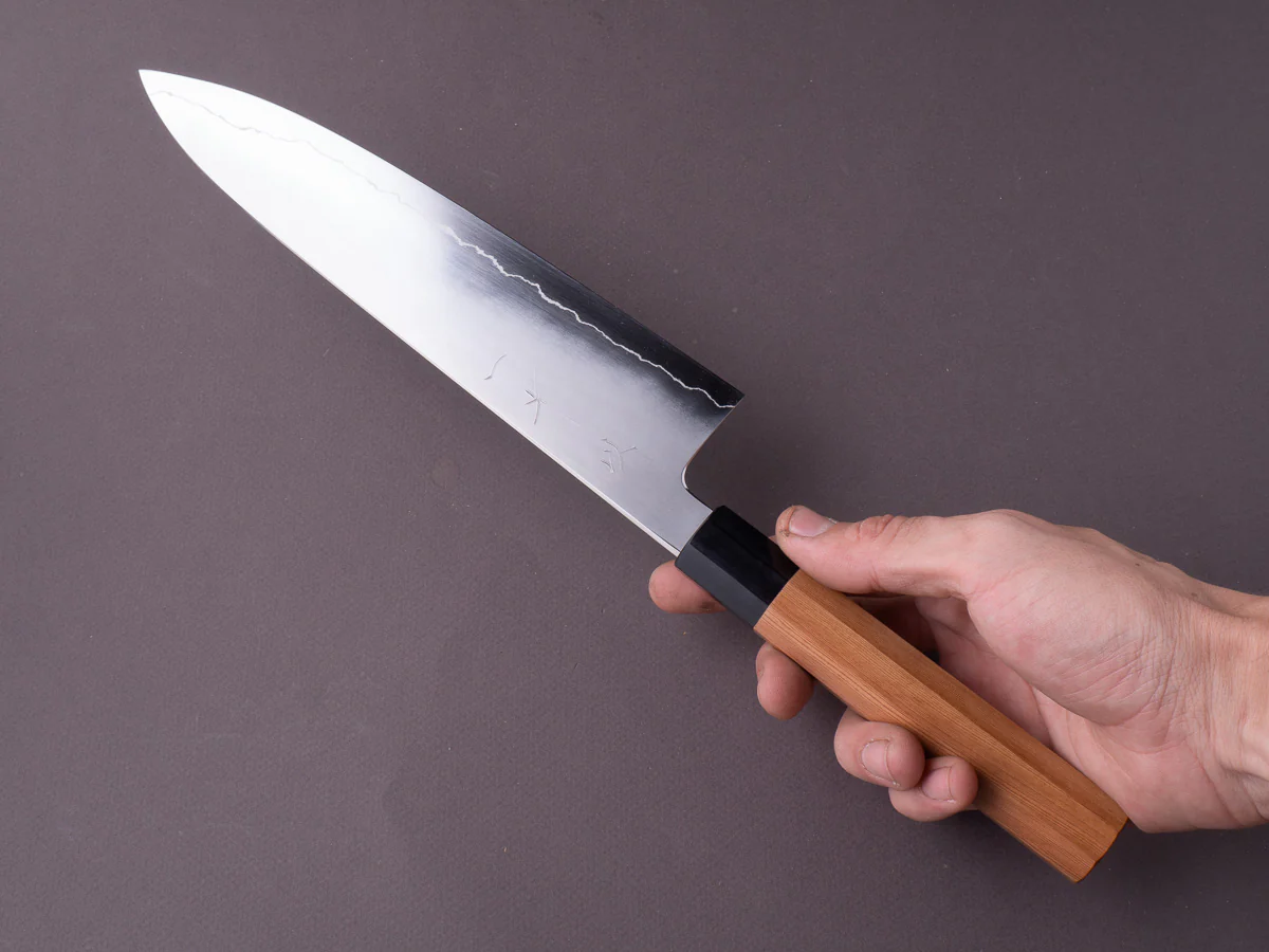 Hitohira - Kikuchiyo x Izo - Silver #3 - 240mm Gyuto - Yakusugi Cedar Handle - Image 7
