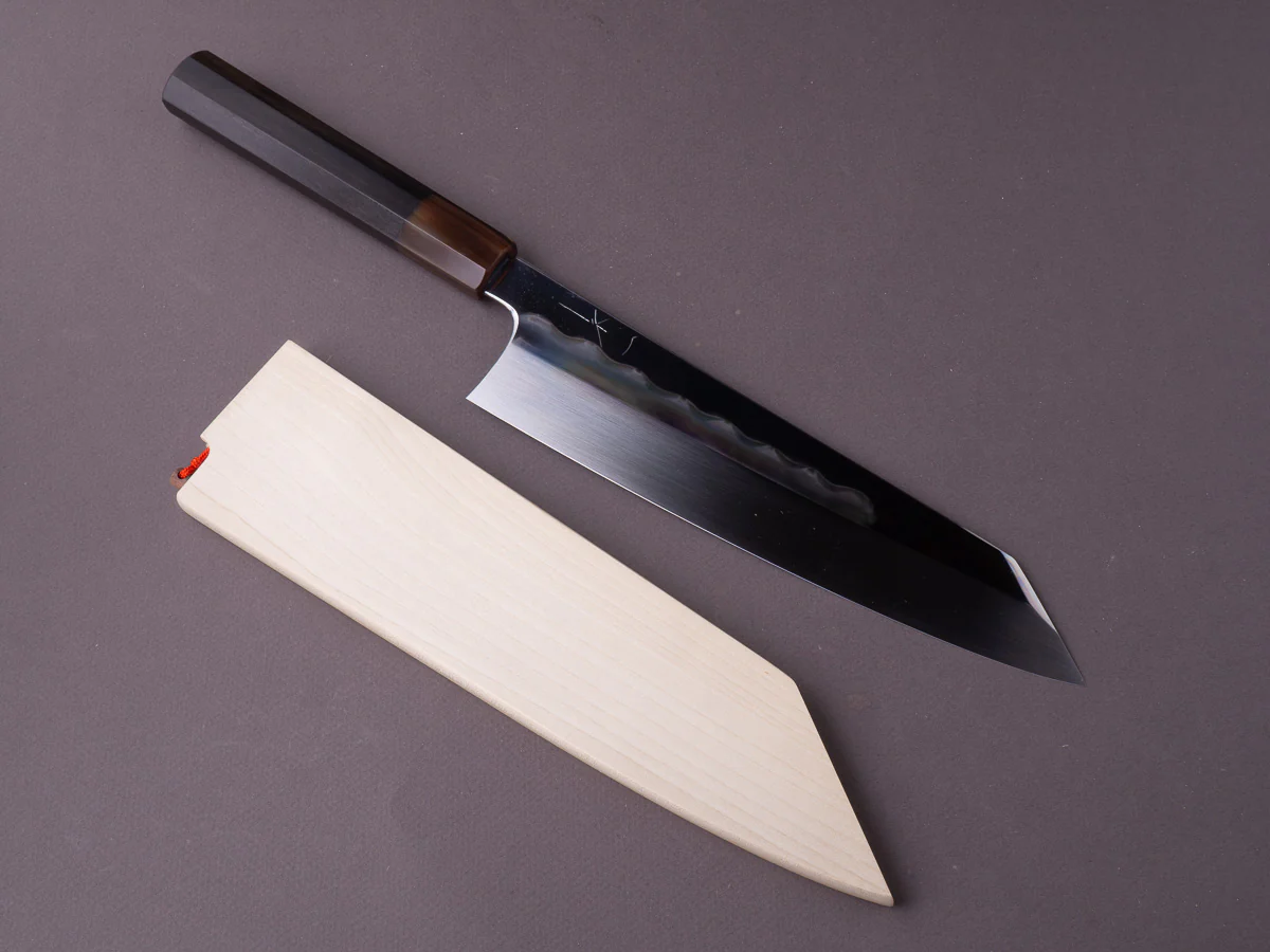 Hitohira - Togashi - Notaremon - White #1 Mizu Honyaki - 240mm Kiritsuke Gyuto - Taihei Ebony Handle - Saya (#69)