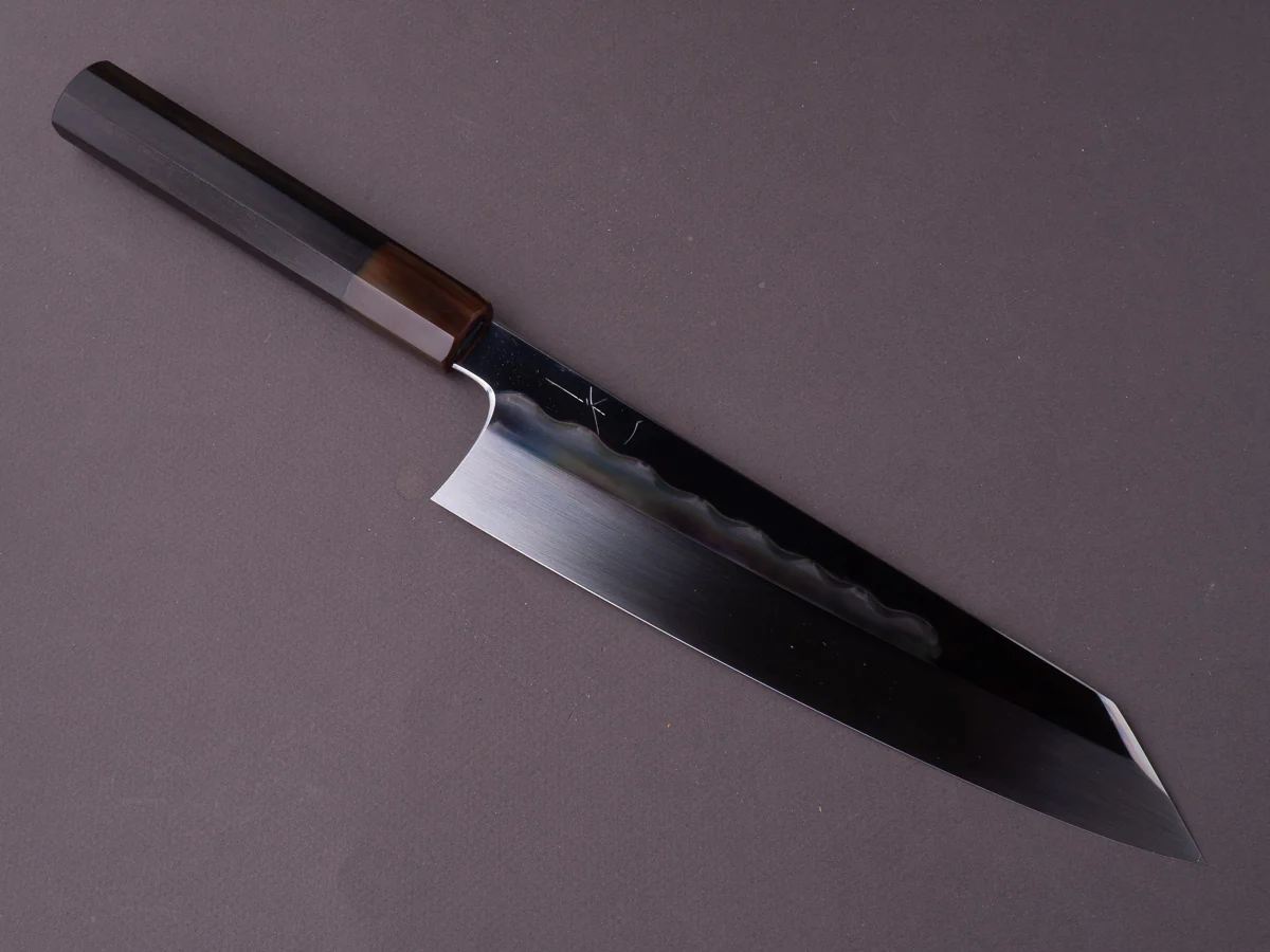 Hitohira - Togashi - Notaremon - White #1 Mizu Honyaki - 240mm Kiritsuke Gyuto - Taihei Ebony Handle - Saya (#69) - Image 2
