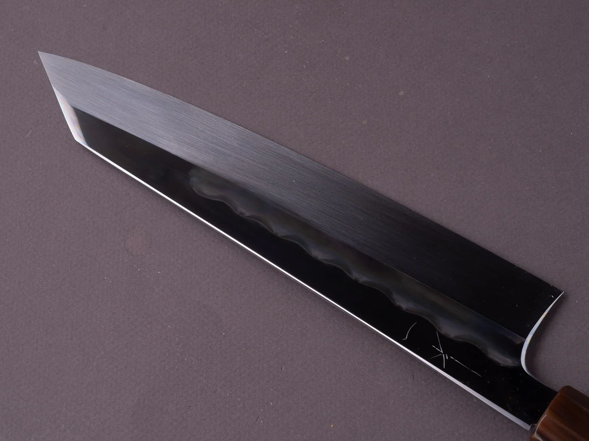 Hitohira - Togashi - Notaremon - White #1 Mizu Honyaki - 240mm Kiritsuke Gyuto - Taihei Ebony Handle - Saya (#69) - Image 4