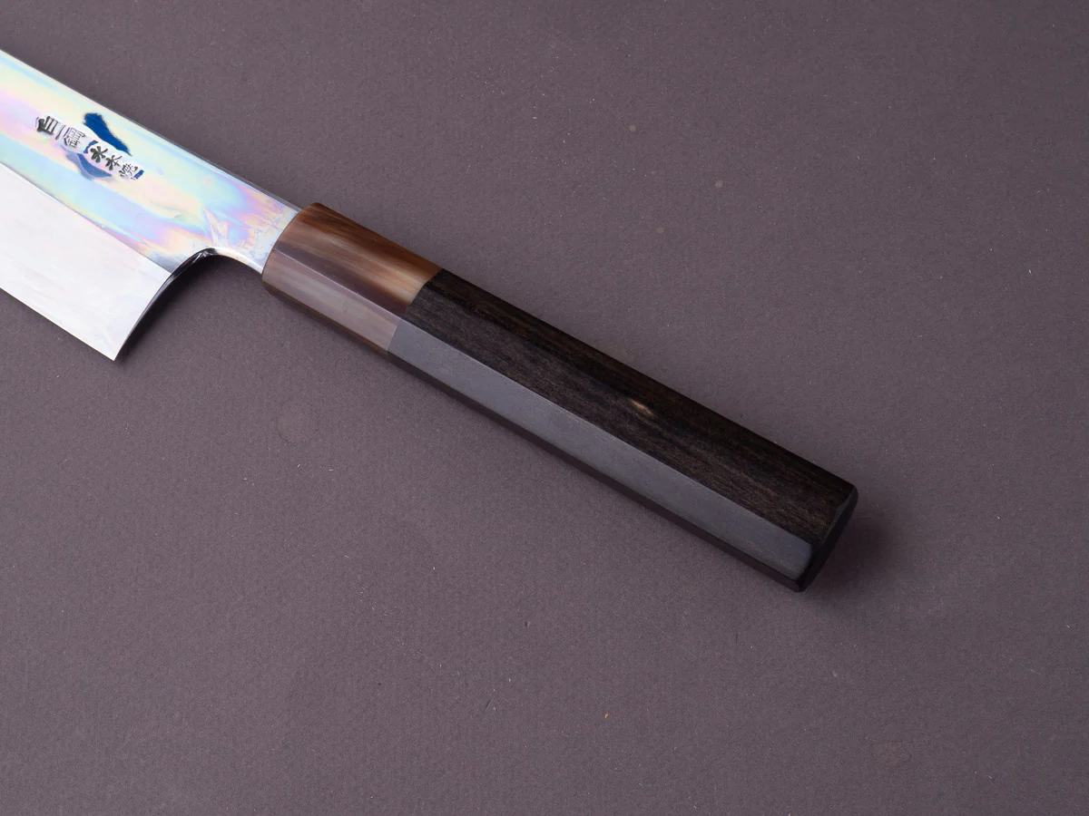 Hitohira - Togashi - Notaremon - White #1 Mizu Honyaki - 240mm Kiritsuke Gyuto - Taihei Ebony Handle - Saya (#69) - Image 6