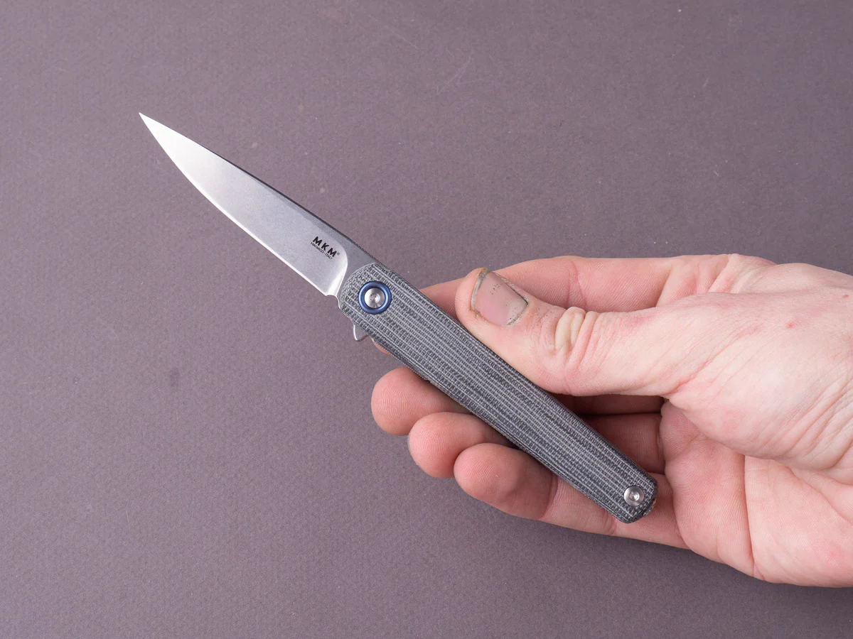 MKM - Folding Knife - Flame Light (Drop Point) - Liner Lock - M390 - 70mm - Black Canvas Micarta - Image 5