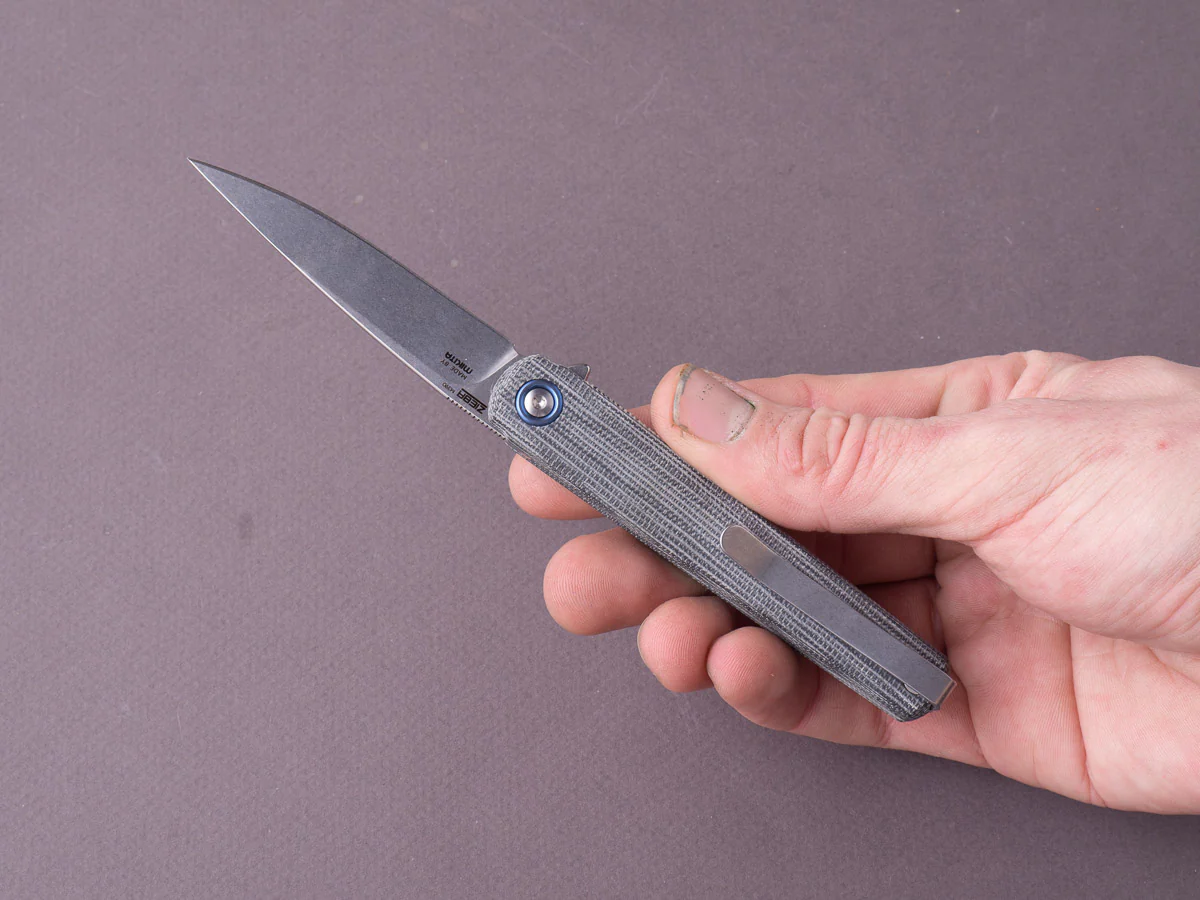 MKM - Folding Knife - Flame Light (Drop Point) - Liner Lock - M390 - 70mm - Black Canvas Micarta - Image 6
