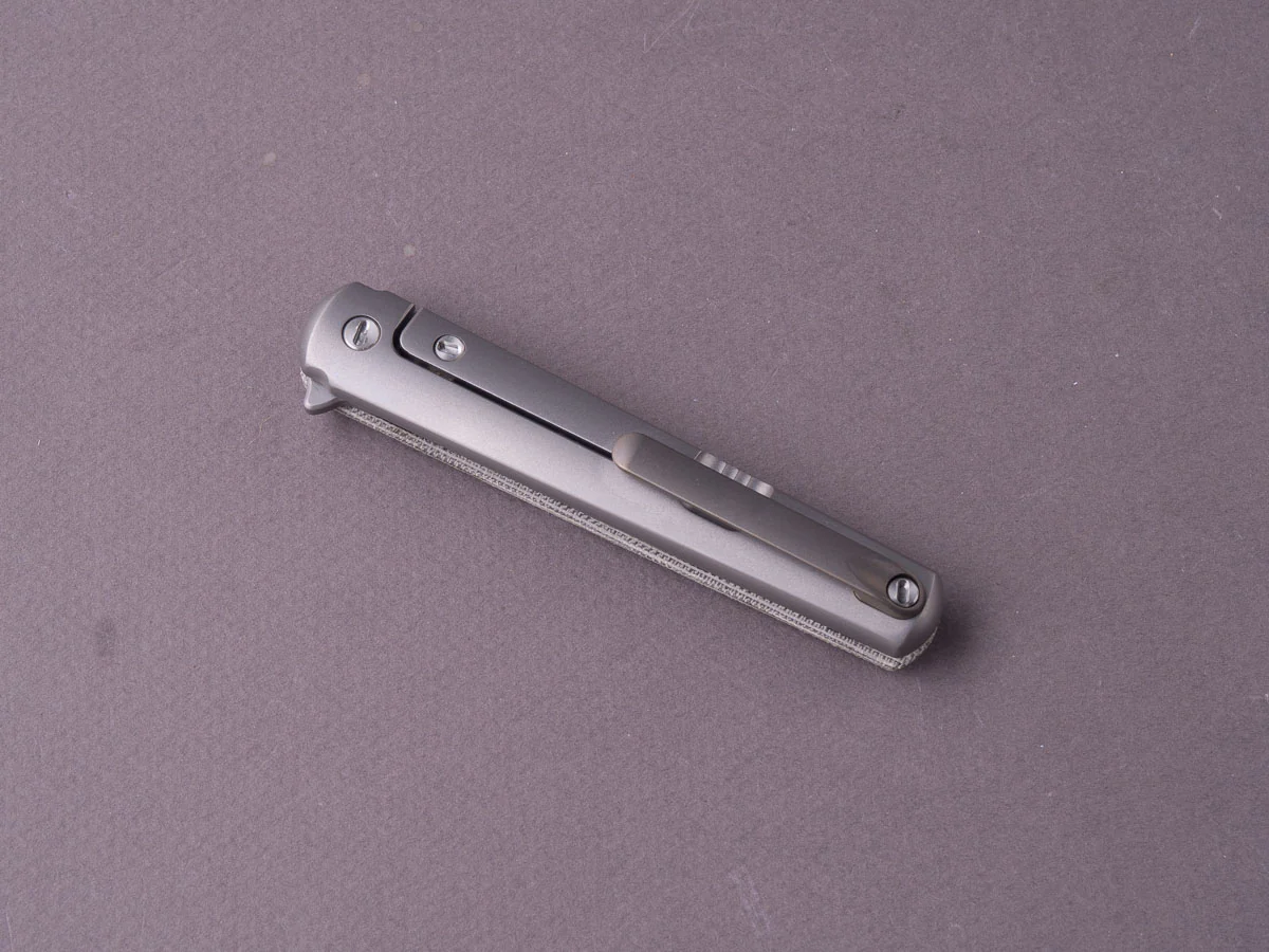 MKM - Folding Knife - Flame - Frame Lock - M390 - 70mm - Green Canvas Micarta & Titanium - Image 2