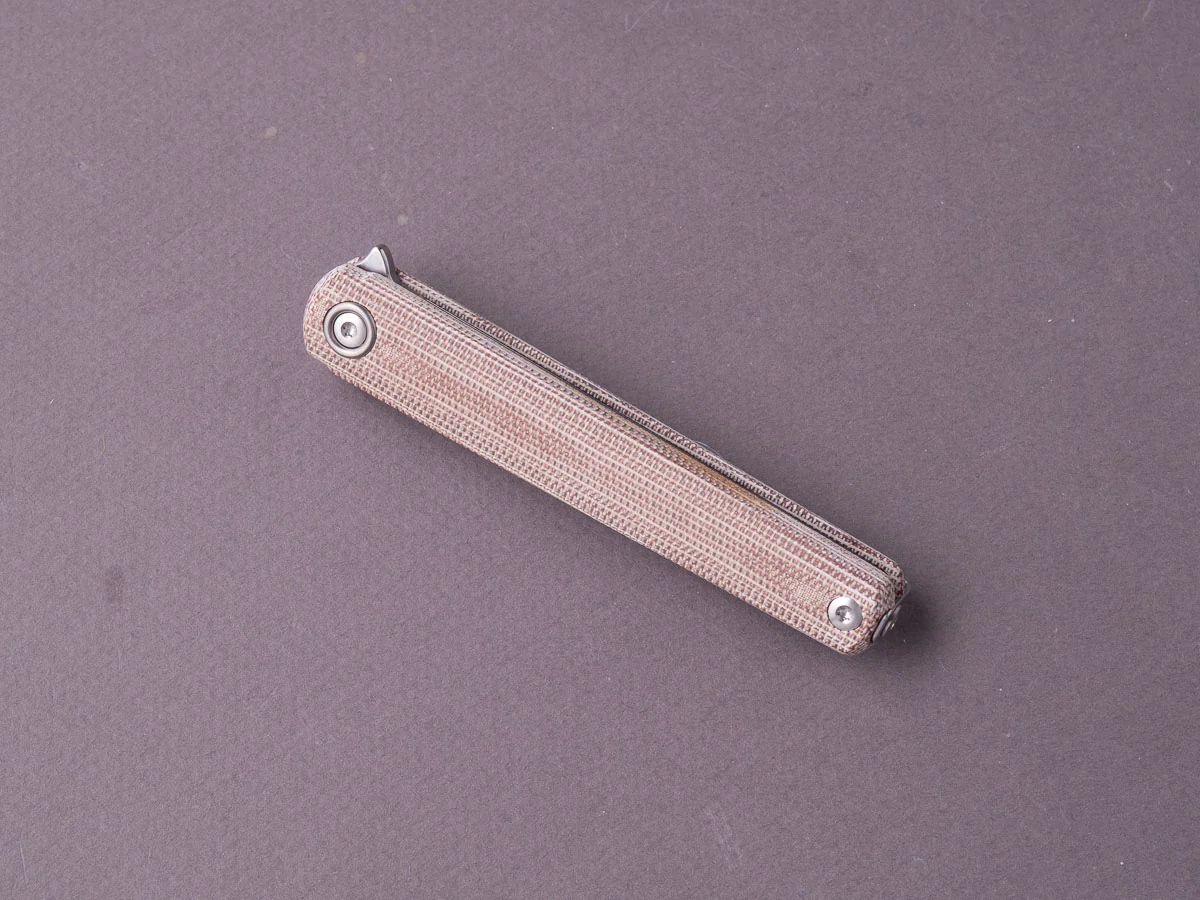 MKM - Folding Knife - Flame Light (Drop Point) - Liner Lock - M390 - Natural Canvas Micarta - Image 6