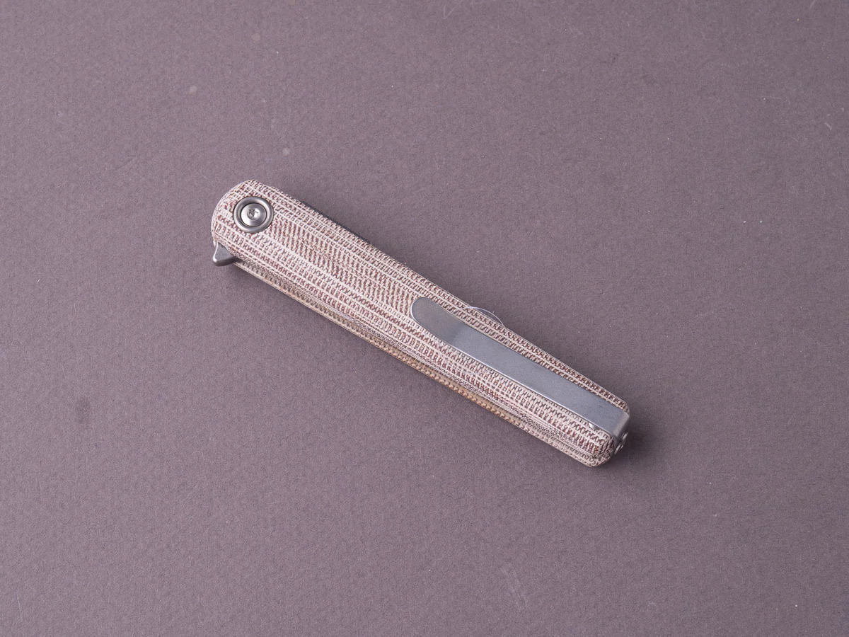 MKM - Folding Knife - Flame Light (Drop Point) - Liner Lock - M390 - Natural Canvas Micarta - Image 7