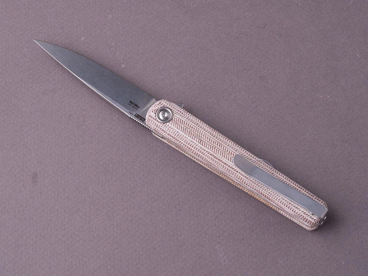 MKM - Folding Knife - Flame Light (Drop Point) - Liner Lock - M390 - Natural Canvas Micarta - Image 8