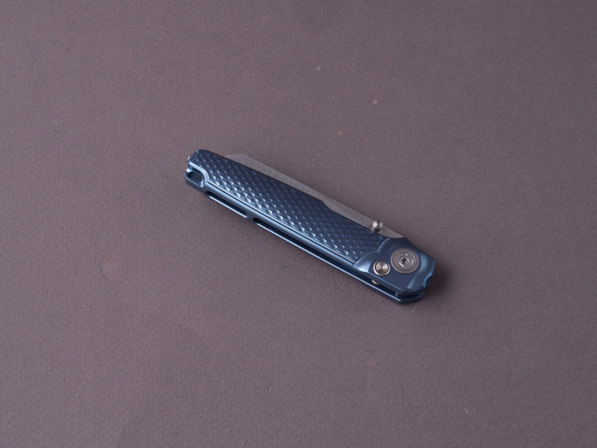 MKM - Folding Knife - Miura - M390 - 70mm - Button Lock - Blue Titanium