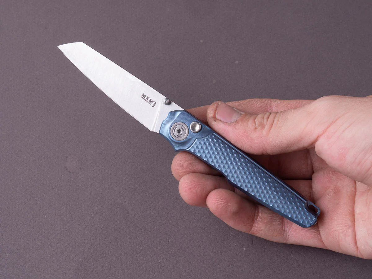 MKM - Folding Knife - Miura - M390 - 70mm - Button Lock - Blue Titanium - Image 5