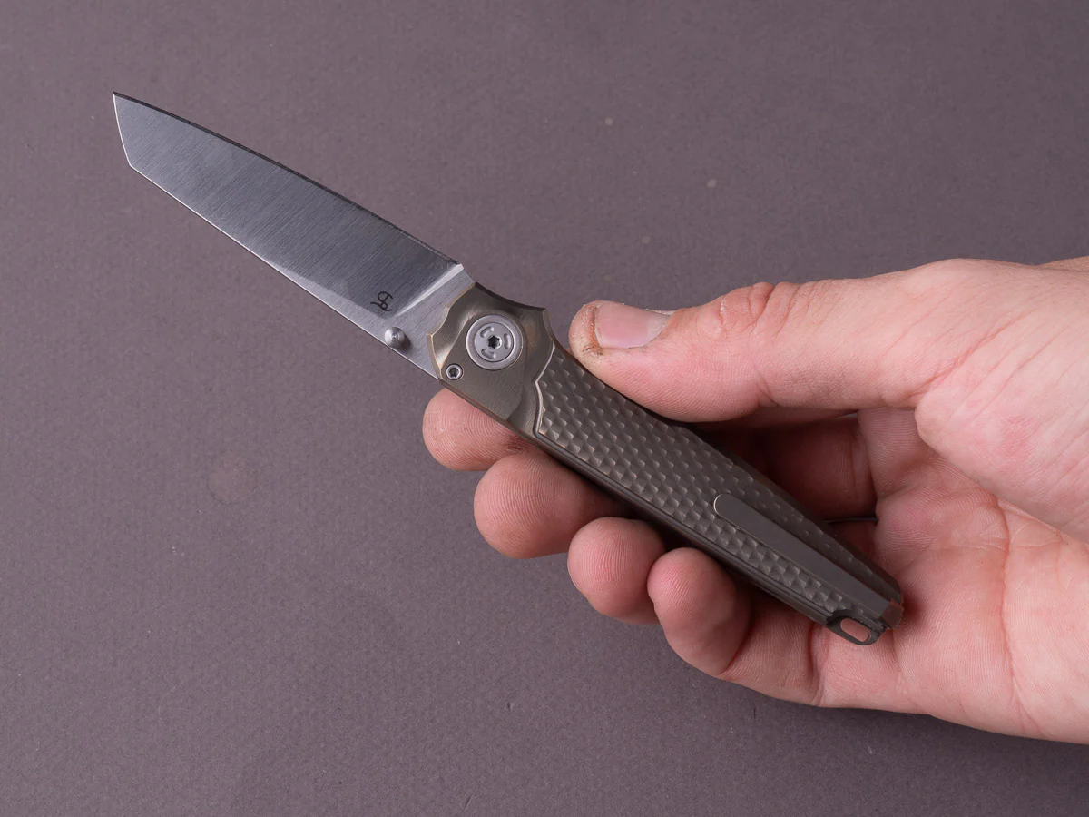 MKM - Folding Knife - Miura - M390 - 70mm - Button Lock - Bronze Titanium - Image 6