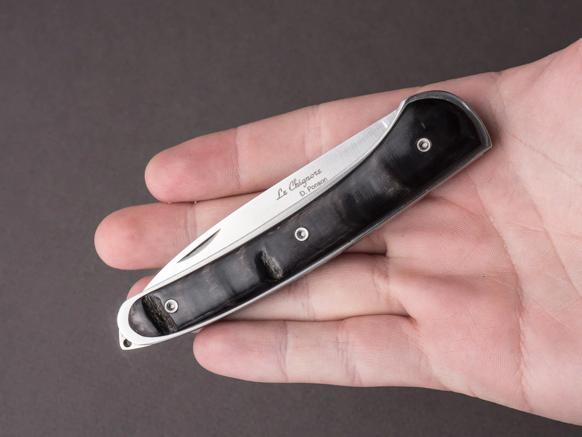 D. Ponson - Le Chignore - Folding Knife - Black Buffalo Bark - Image 7