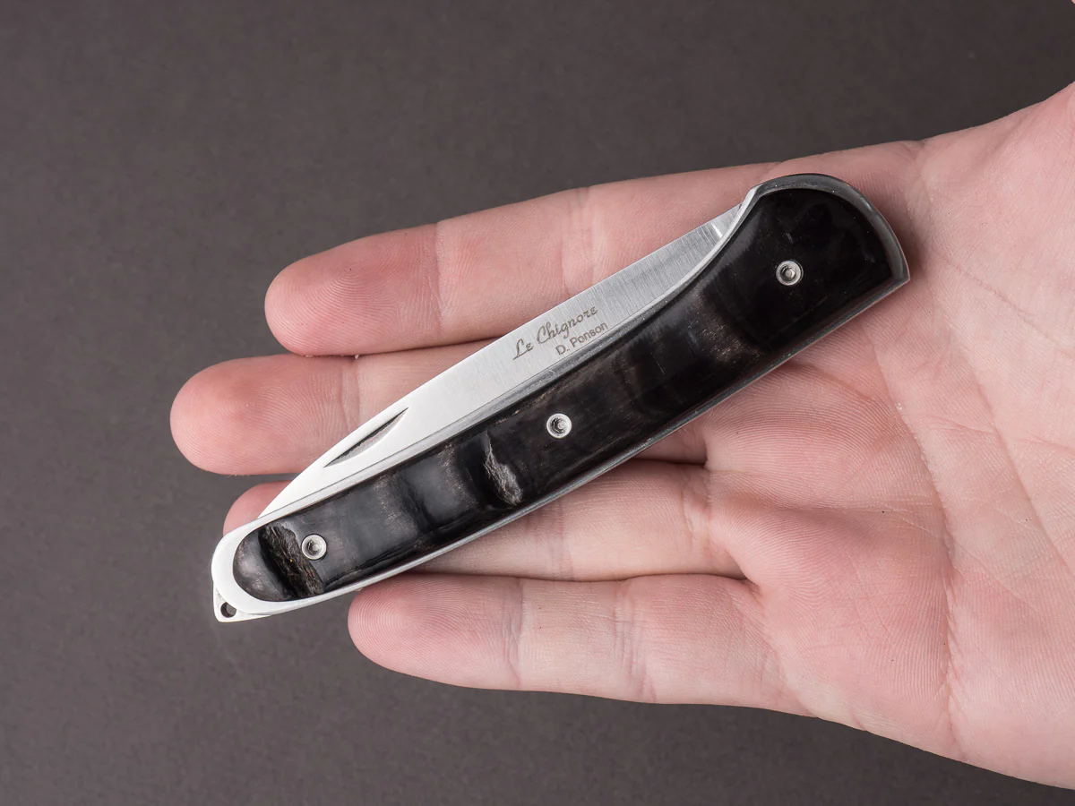 D. Ponson - Le Chignore - Folding Knife - Black Buffalo Bark - Image 8