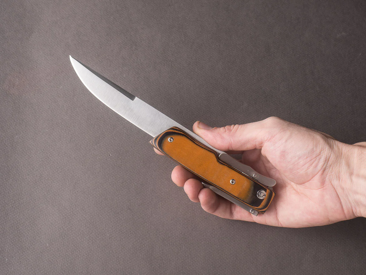 R. Chazeau - Folding Dagger - Le Thiers a la D'Estaing - Orange/Black G10 - Image 6