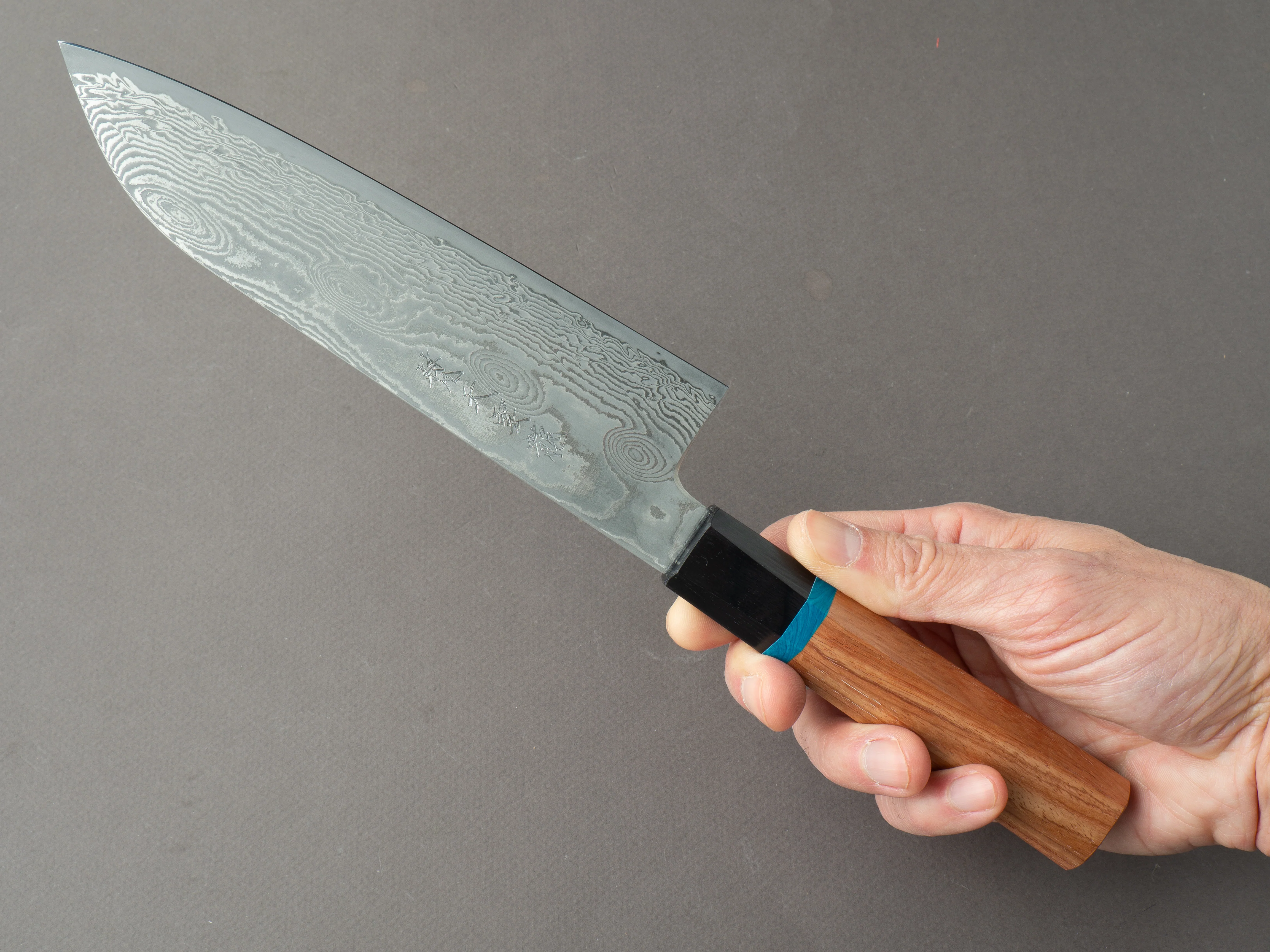 RYUSEN - BONTEN UNRYU KAI - VG10 Damascus - 175mm Santoku - Quince Handle - Image 7