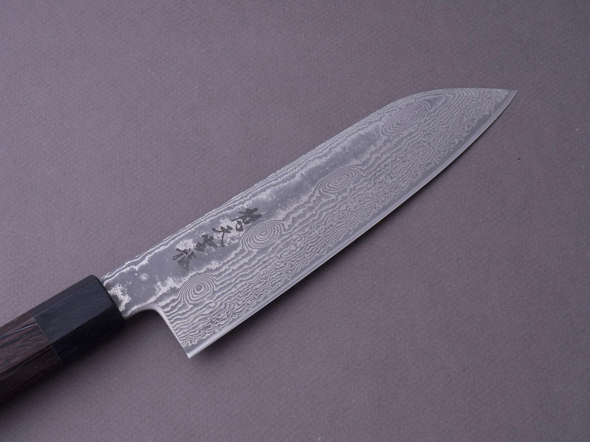 RYUSEN - BONTEN UNRYU WA - VG10 Damascus - 175mm Damascus Santoku - Wenge Handle - Image 9
