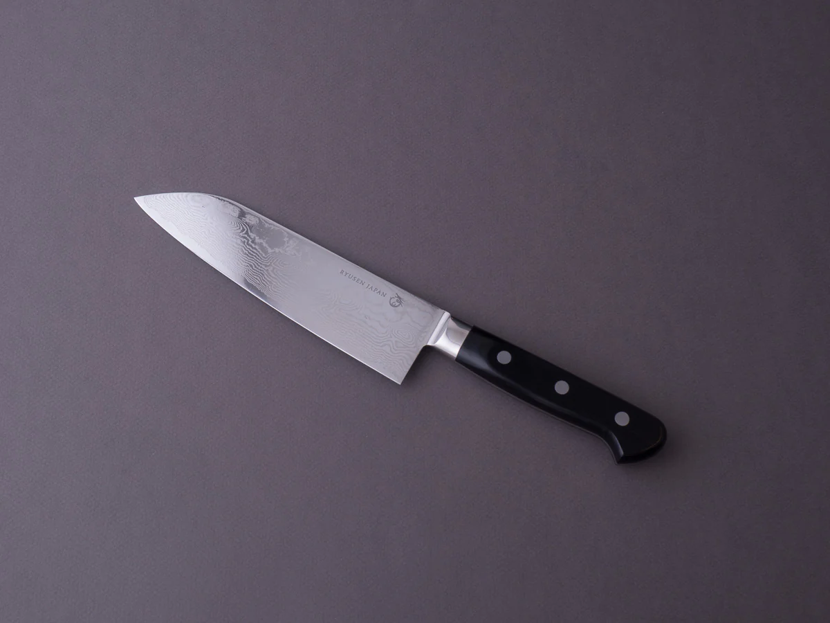 RYUSEN - BONTEN UNRYU - VG10 Damascus - 175mm Santoku - Western Handle - Image 8