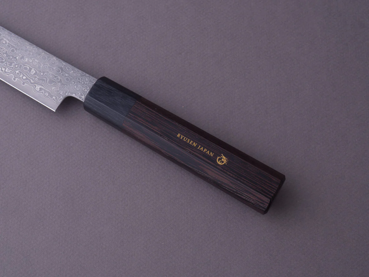 RYUSEN - BONTEN UNRYU WA - VG10 Damascus - Kengata Sujihiki - 240mm - Wenge Handle - Image 4