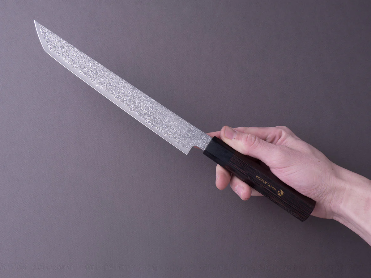 RYUSEN - BONTEN UNRYU WA - VG10 Damascus - Kengata Sujihiki - 240mm - Wenge Handle - Image 5