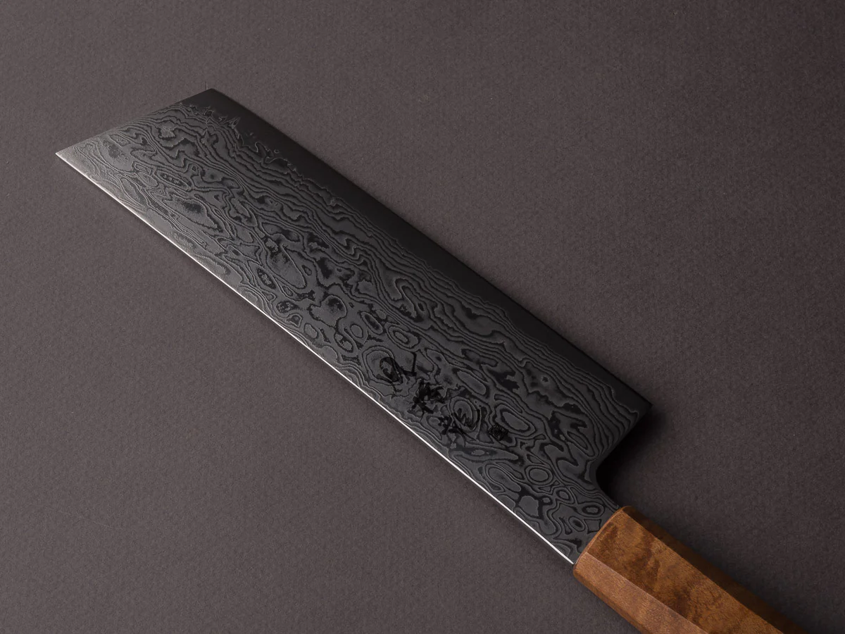 RYUSEN - FUKAKURYU - ATS314 Damascus - 155mm Nakiri - Mono Curly Maple Handle - Image 2