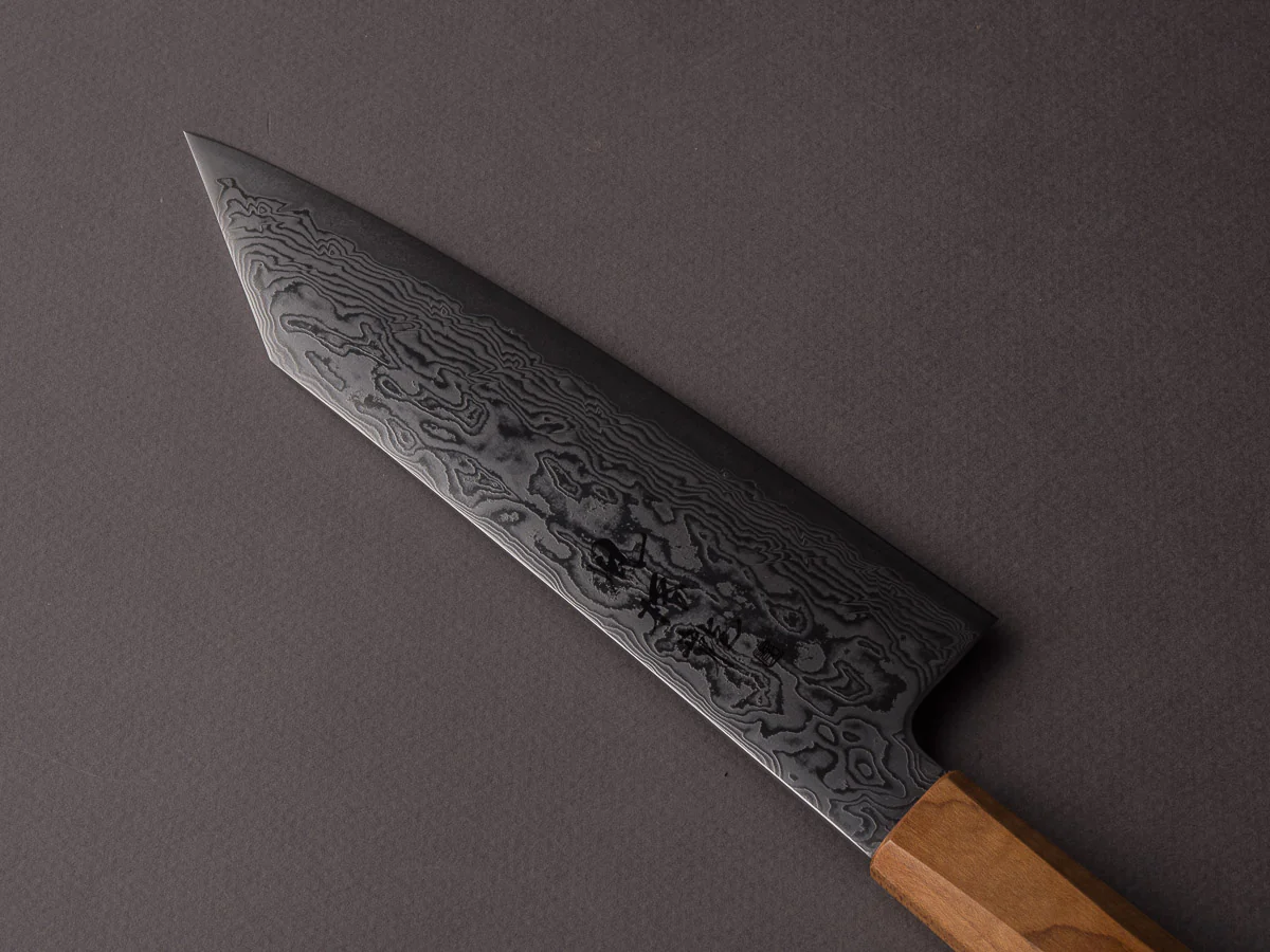 RYUSEN - FUKAKURYU - ATS314 Damascus - 170mm Kiritsuke Santoku - Mono Curly Maple Handle - Image 2