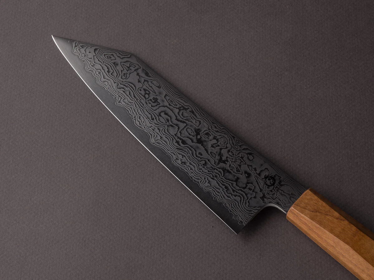 RYUSEN - FUKAKURYU - ATS314 Damascus - 170mm Kiritsuke Santoku - Mono Curly Maple Handle - Image 3