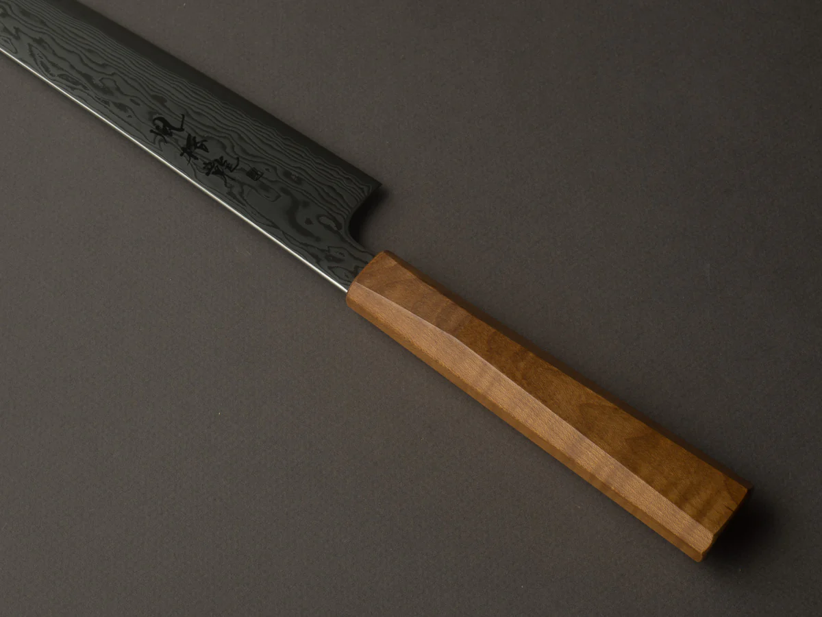 RYUSEN - FUKAKURYU - ATS314 - Damascus - Sujihiki - 270mm - Mono Curly Maple Handle - Image 4