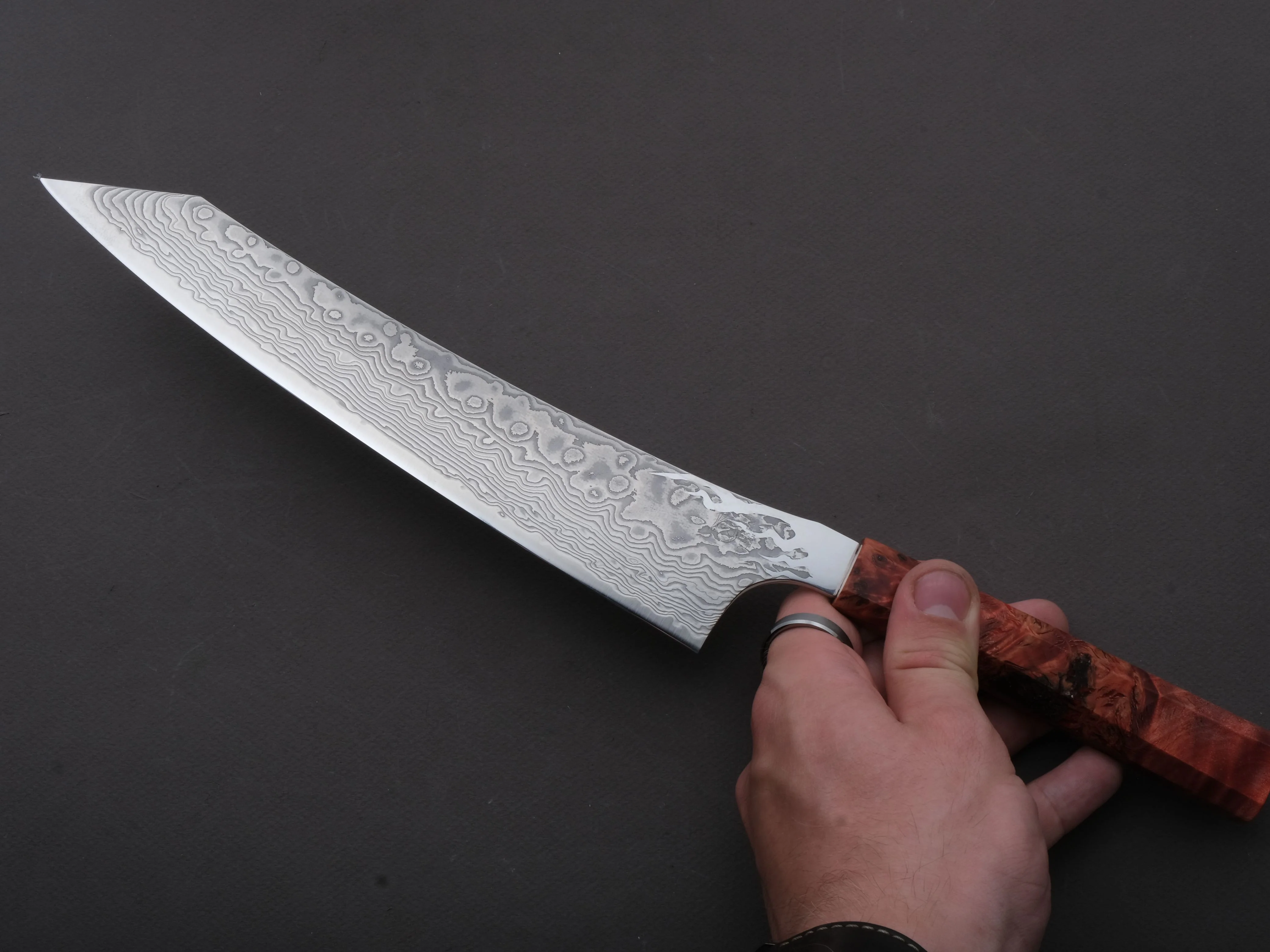 Ryusen - GURENHIRYU KAI - SPG STRIX - Nickel Damascus - Kiritsuke Gyuto - 240mm - Poplar Handle - Image 3