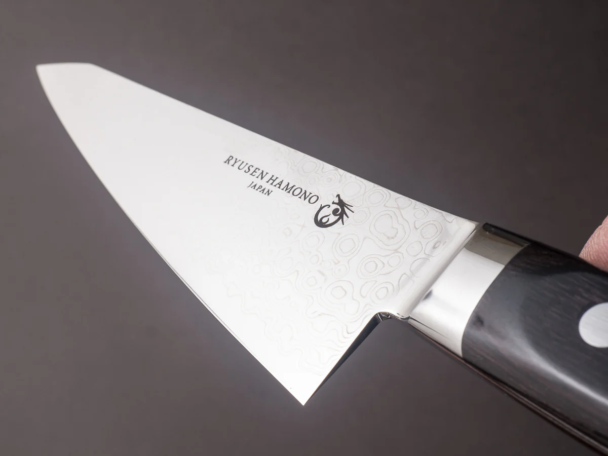 Ryusen Hamono - Bontenunryu - VG10 Damascus - 150mm Honesuki Kaku - Western Handle - Image 11