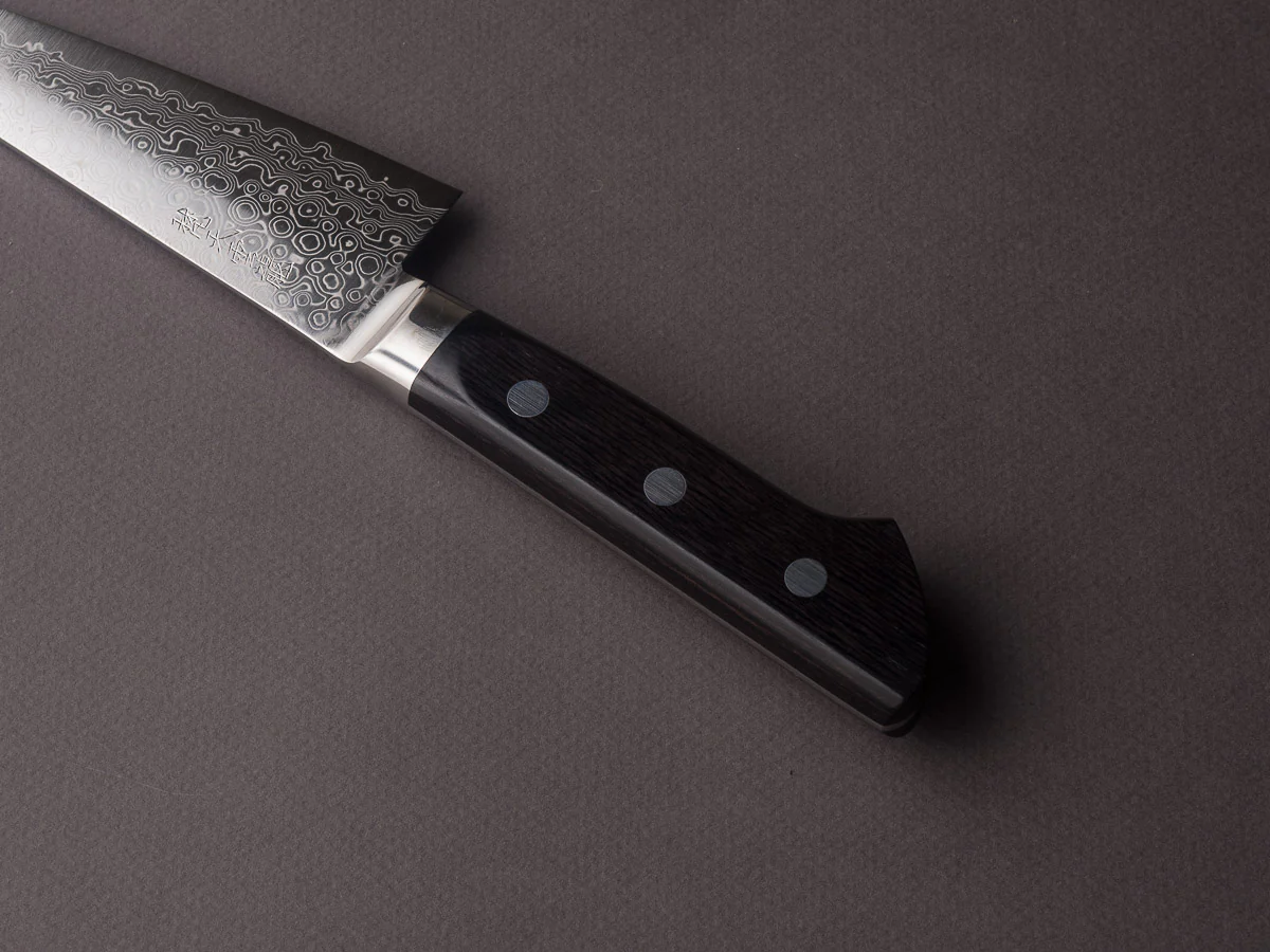 Ryusen Hamono - Bontenunryu - VG10 Damascus - 150mm Honesuki Kaku - Western Handle - Image 4