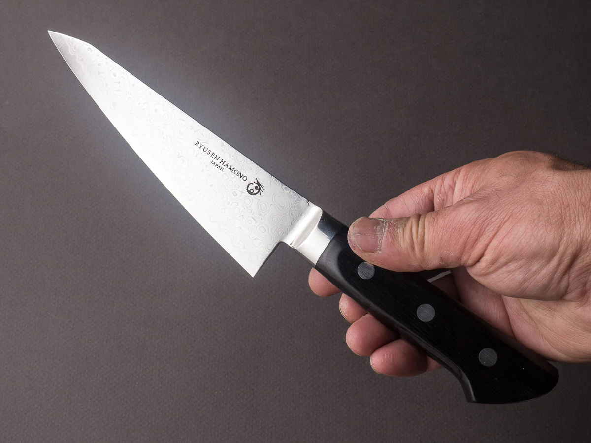 Ryusen Hamono - Bontenunryu - VG10 Damascus - 150mm Honesuki Kaku - Western Handle - Image 6