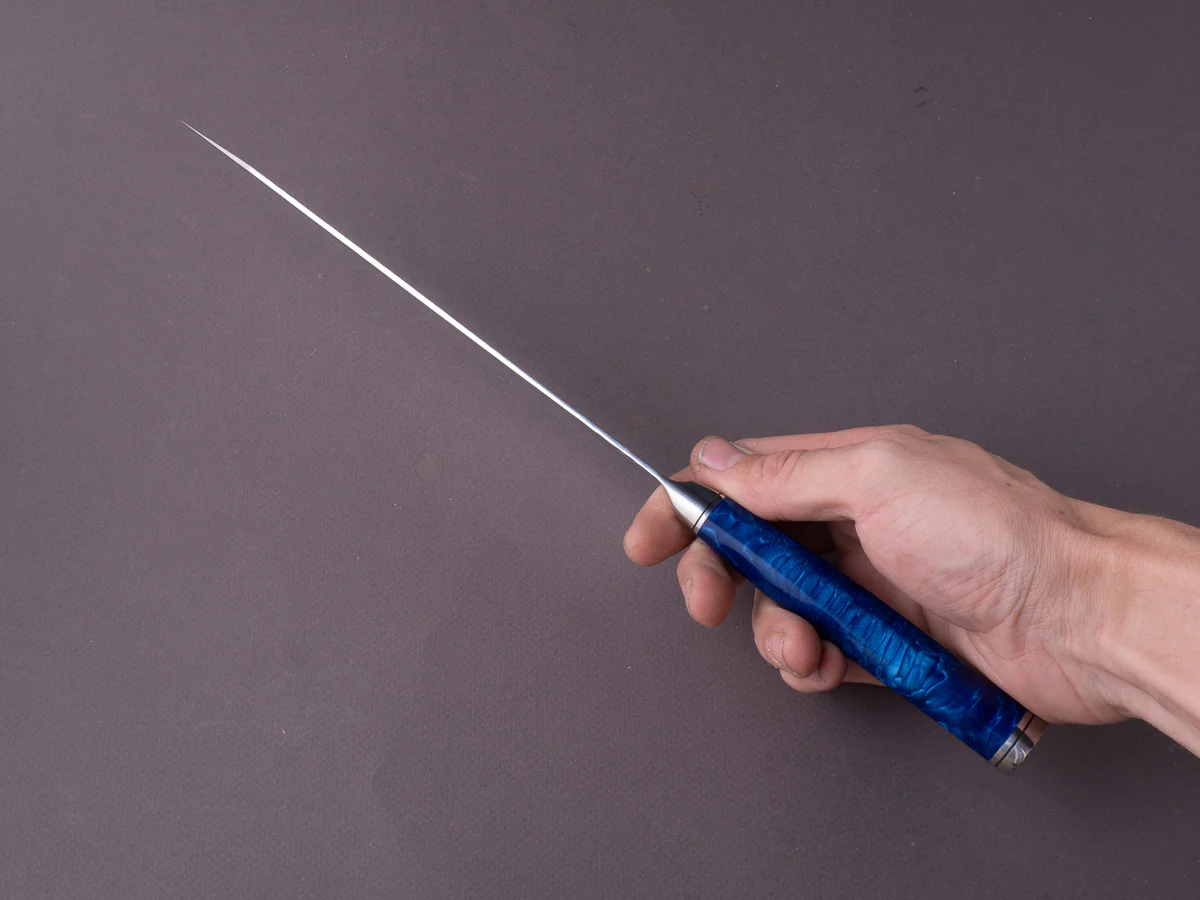 Ryusen - SOURYURIN - VG10W - Tsuchime Damascus - 210mm Gyuto - Blue Resin Hybrid Handle - Image 8